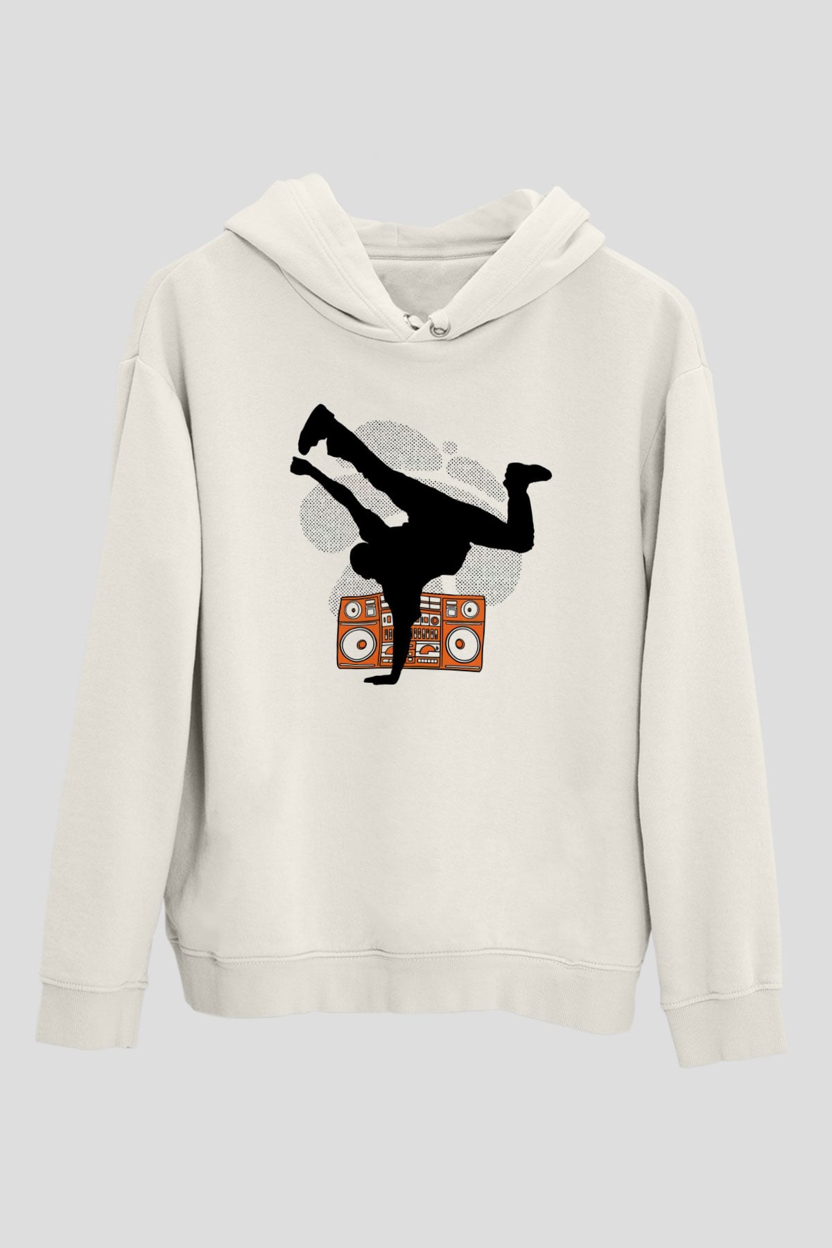 Breakdans Beyaz Unisex Hoodie