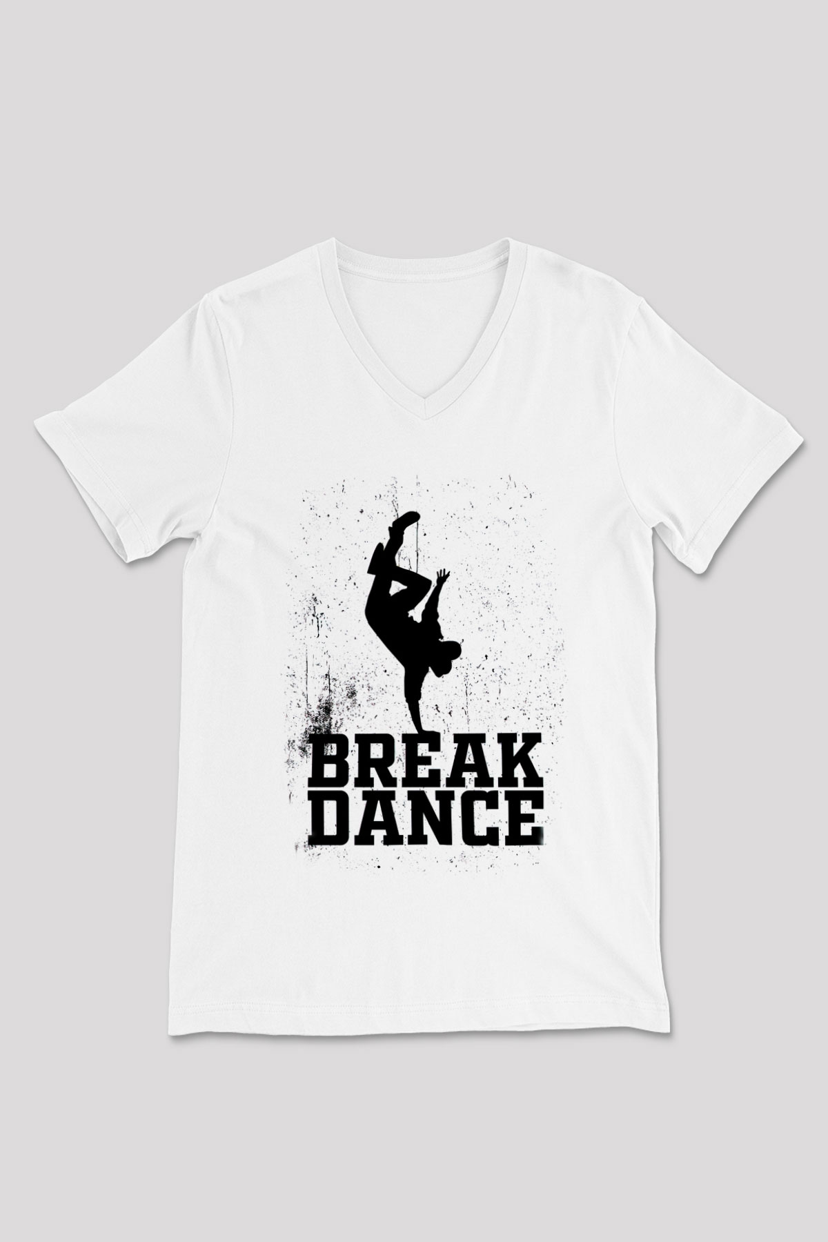 Breakdans Beyaz Unisex V Yaka Tişört