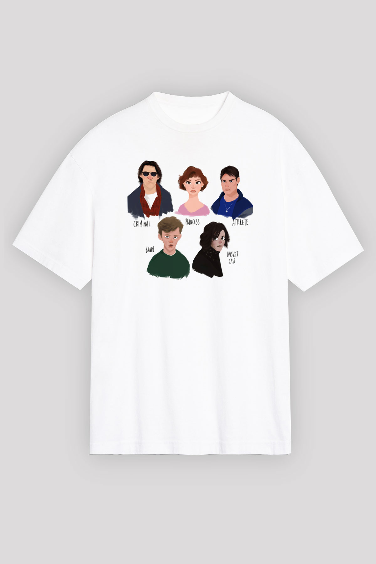 Breakfast Club Beyaz Unisex Oversize Tişört