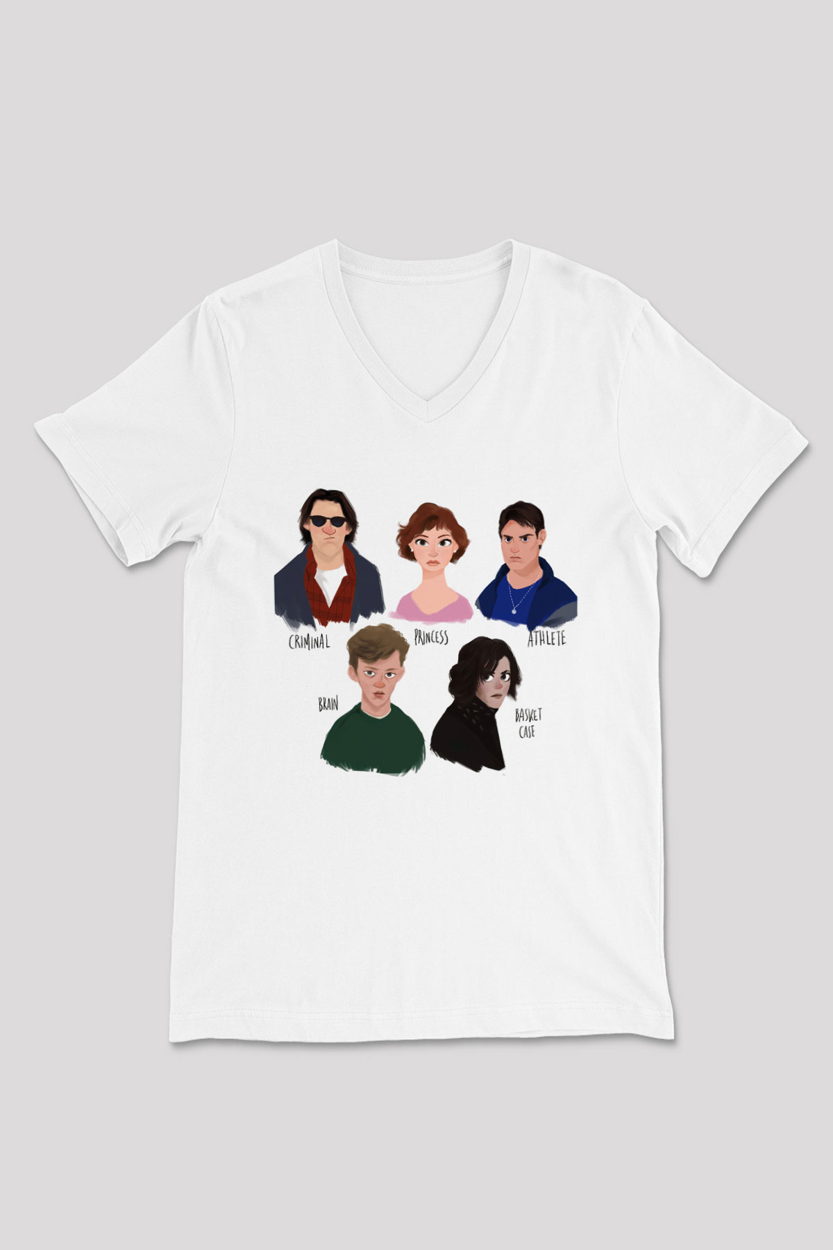 Breakfast Club Beyaz Unisex V Yaka Tişört