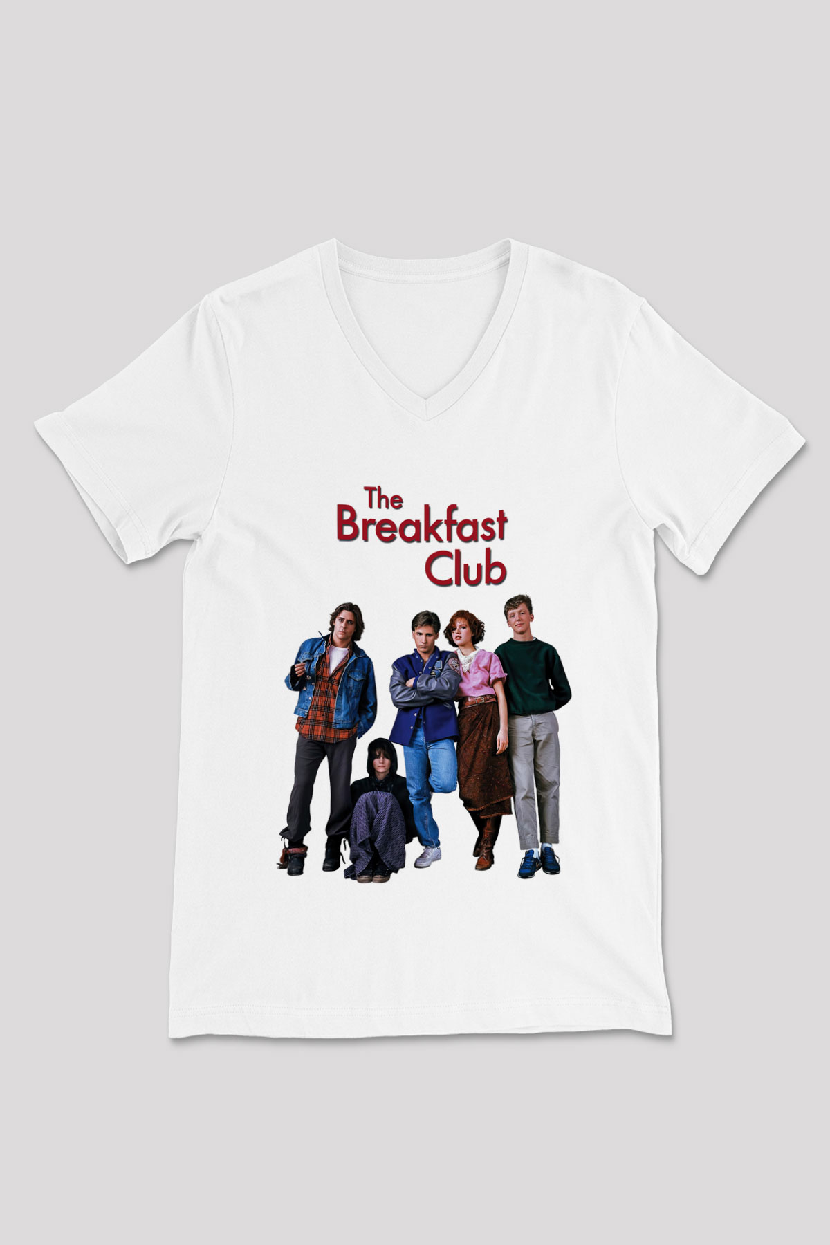 Breakfast Club Beyaz Unisex V Yaka Tişört