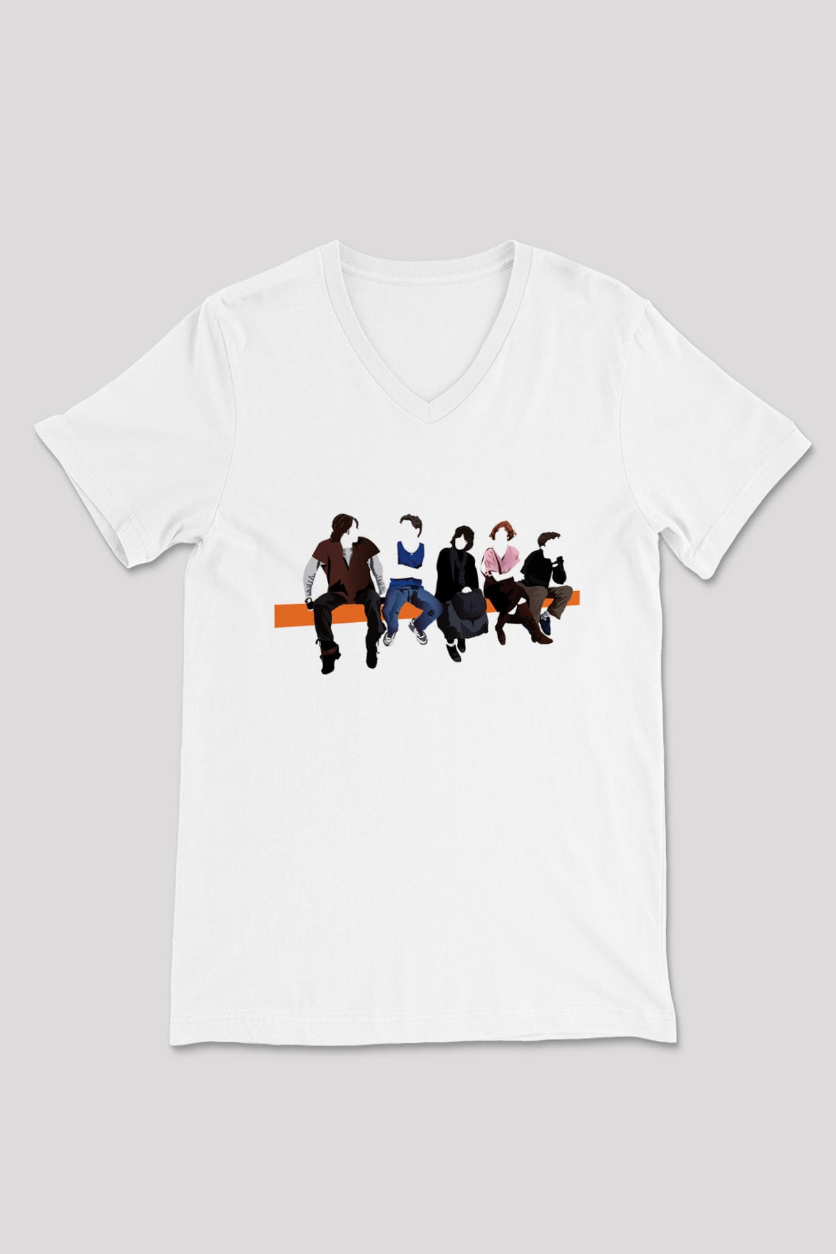 Breakfast Club Beyaz Unisex V Yaka Tişört