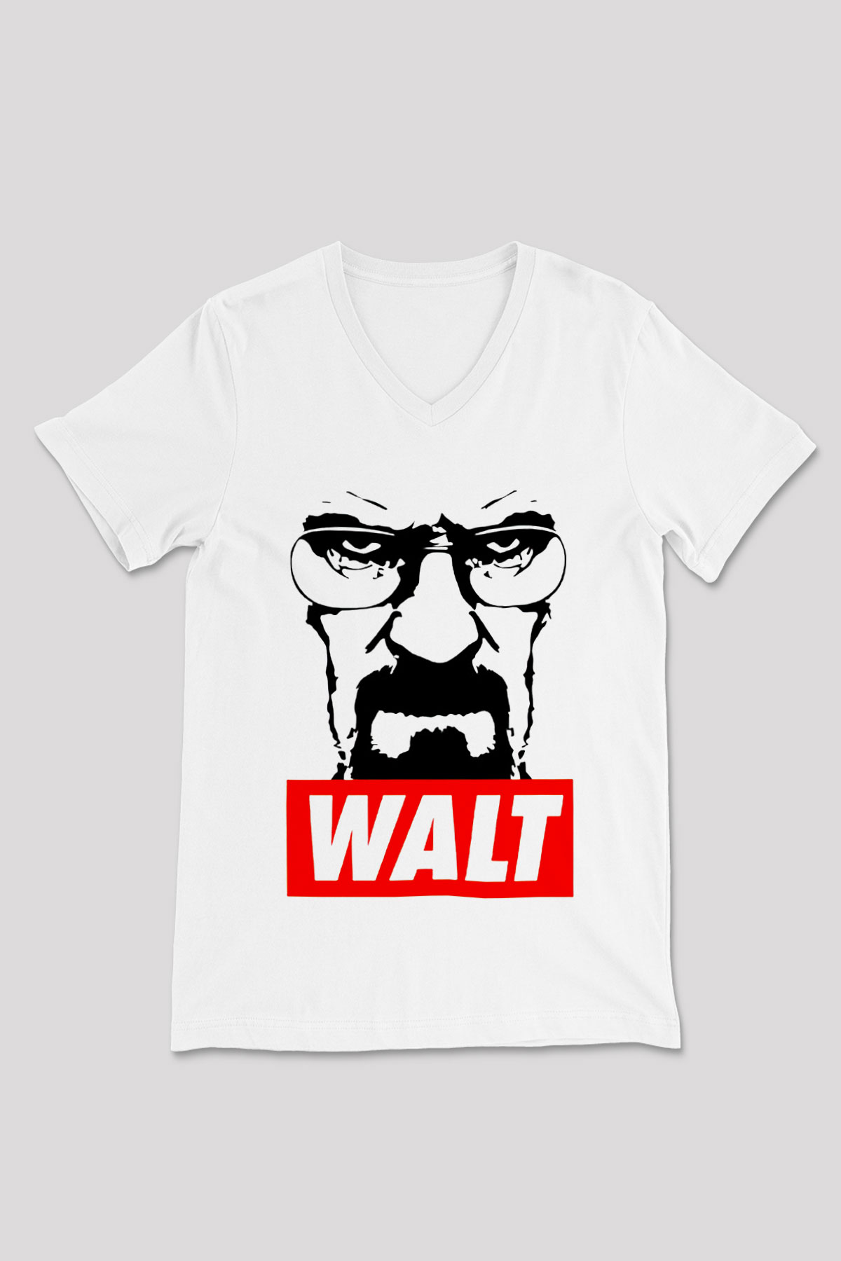 Breaking Bad Heisenberg Beyaz Unisex V Yaka Tişört T-Shirt