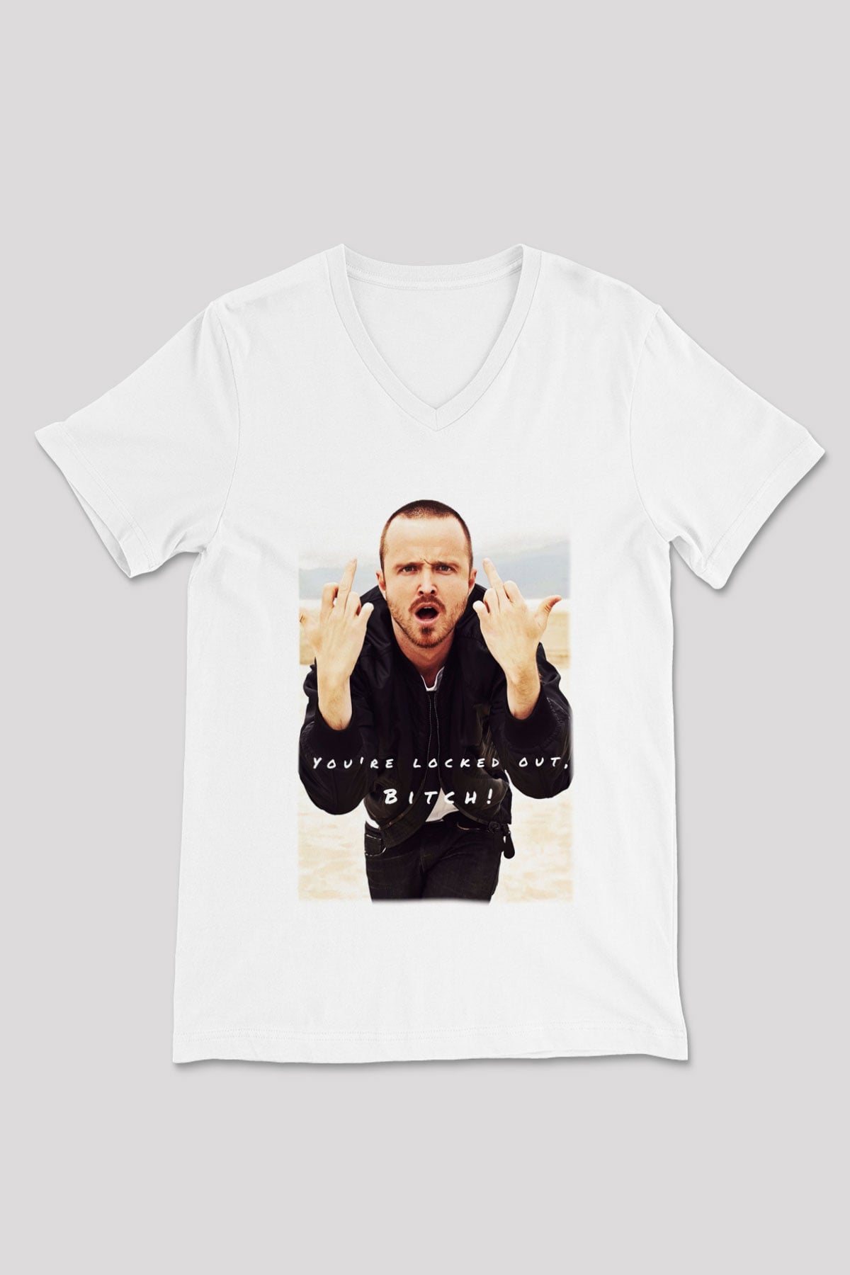 Breaking Bad Heisenberg Beyaz Unisex V Yaka Tişört T-Shirt