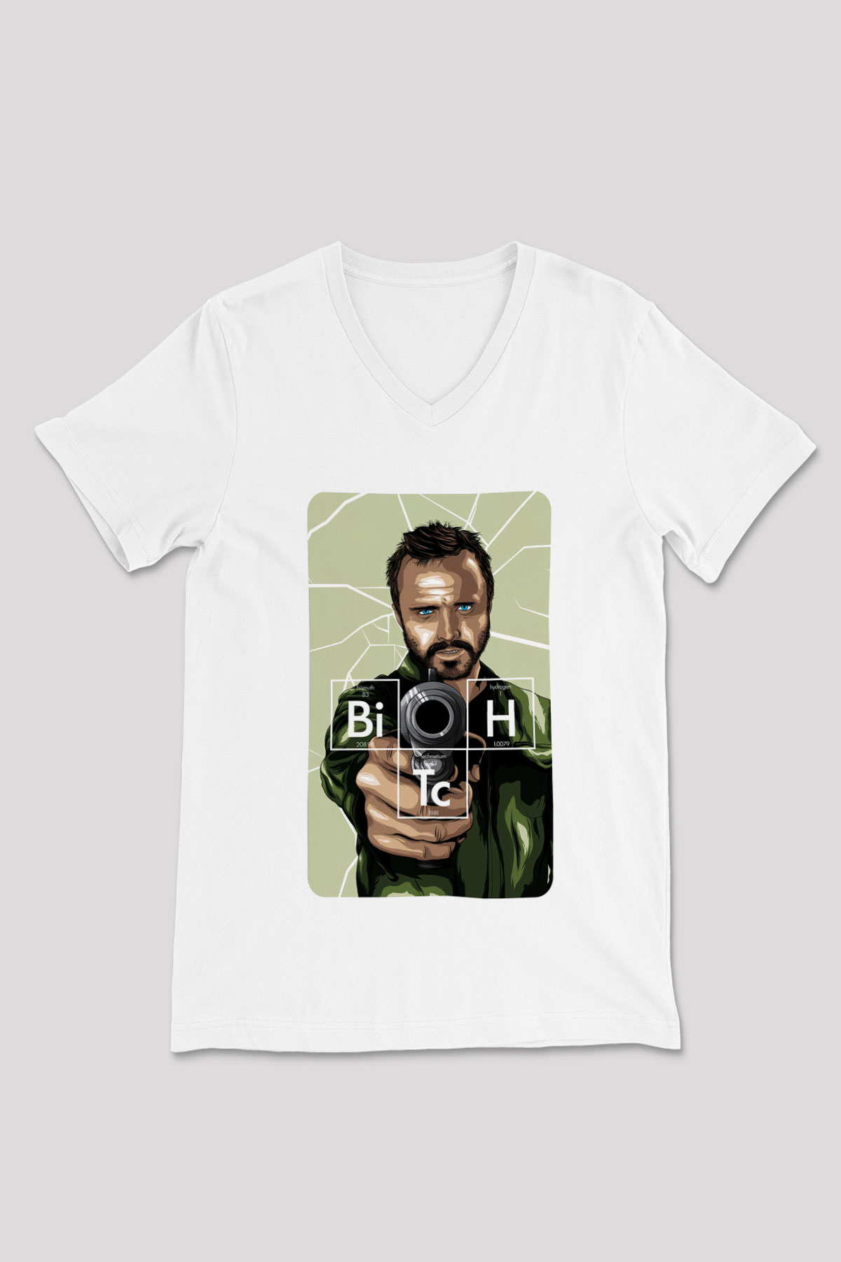 Breaking Bad Heisenberg Beyaz Unisex V Yaka Tişört T-Shirt