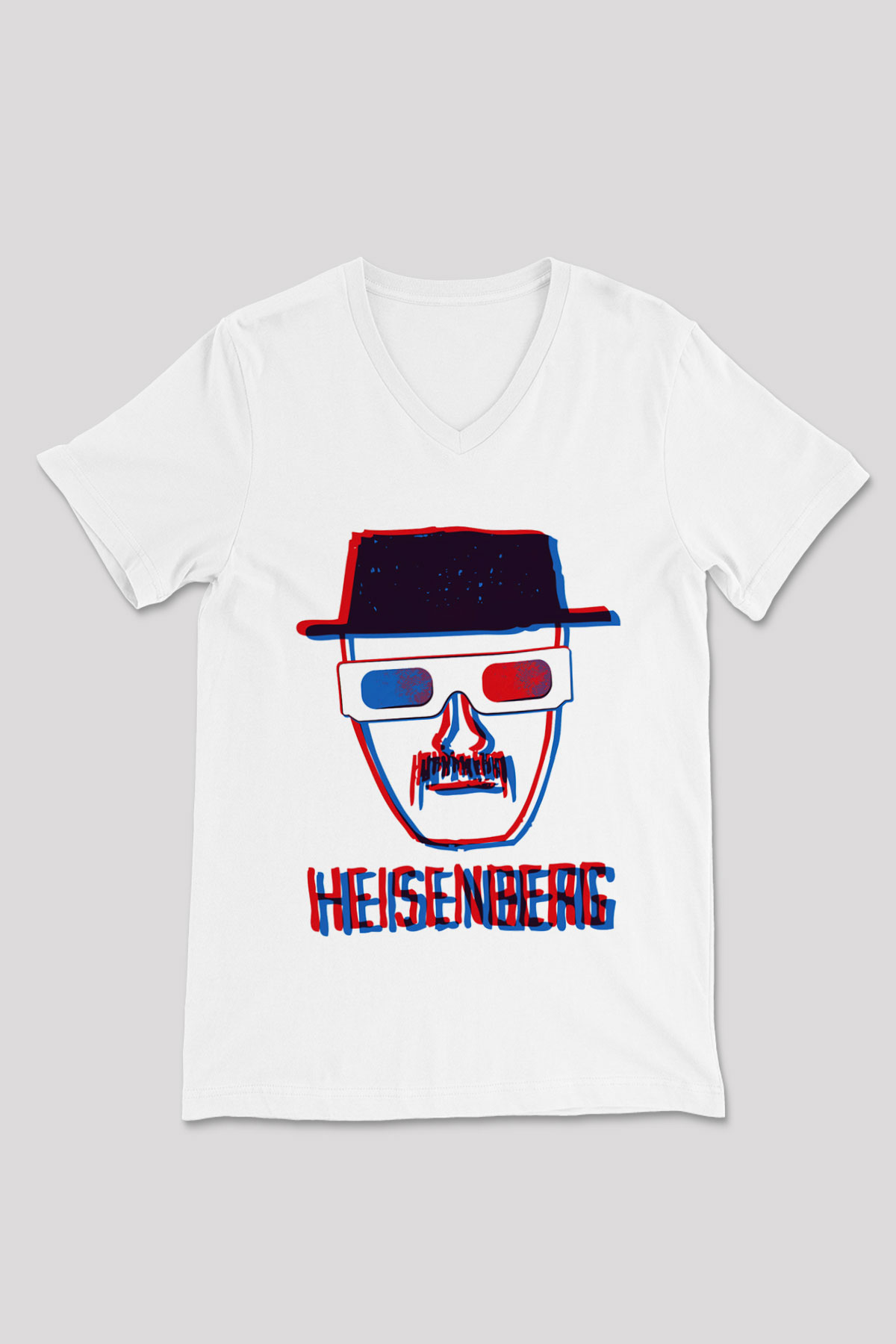 Breaking Bad Heisenberg Beyaz Unisex V Yaka Tişört T-Shirt