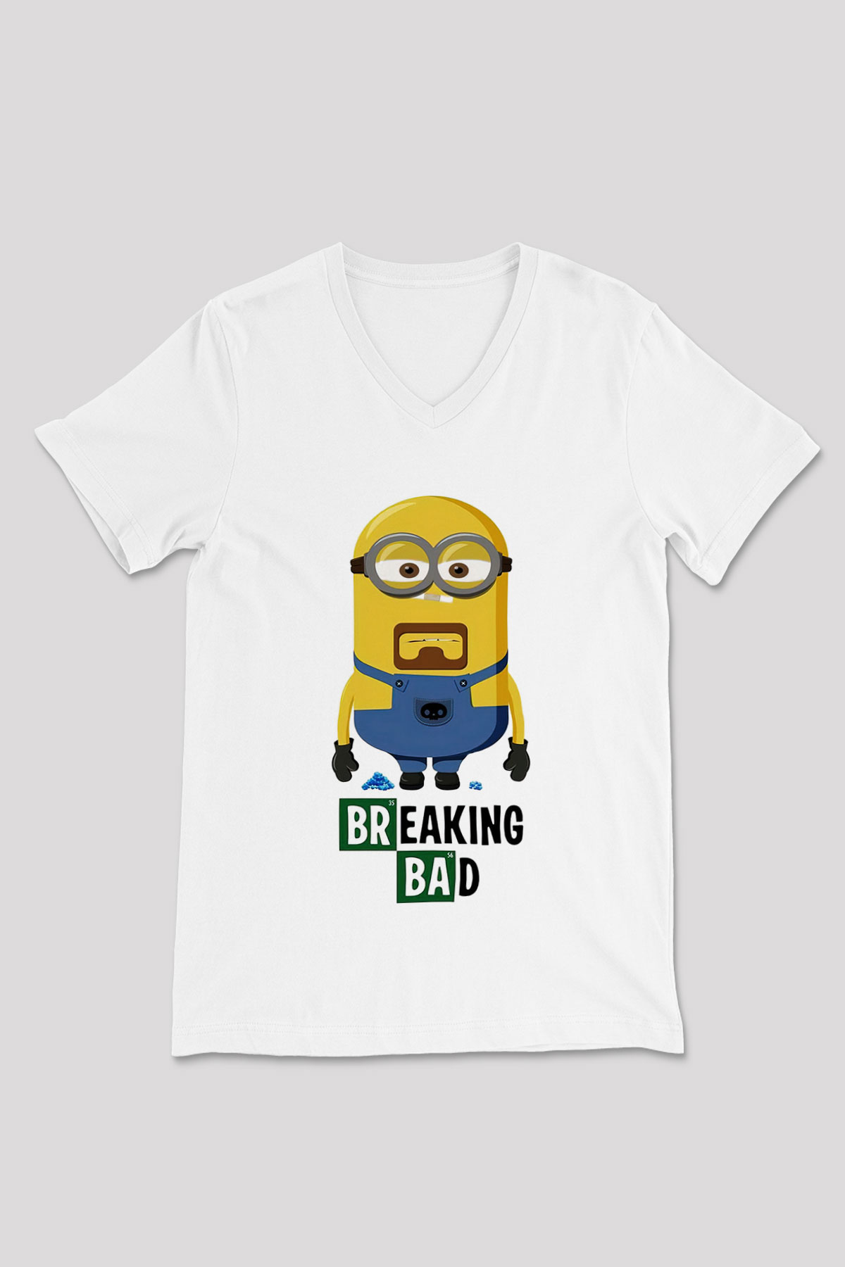 Breaking Bad Heisenberg Beyaz Unisex V Yaka Tişört T-Shirt