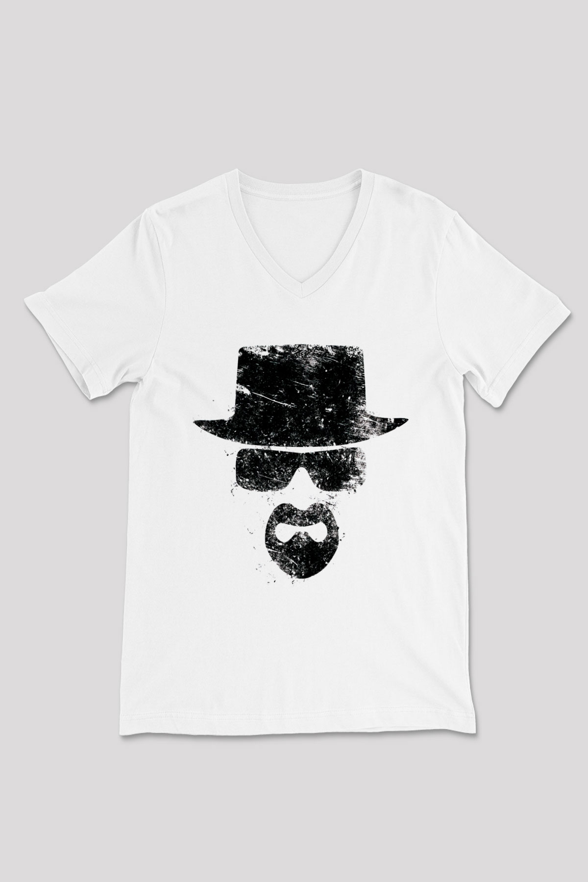 Breaking Bad Heisenberg Beyaz Unisex V Yaka Tişört T-Shirt