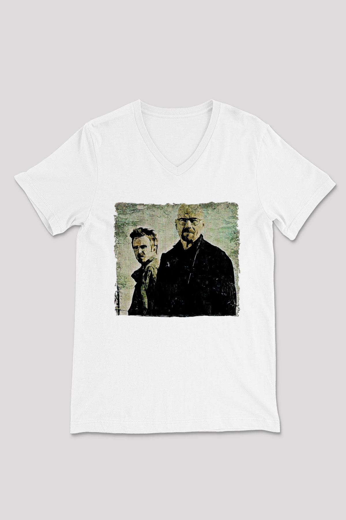 Breaking Bad Heisenberg Beyaz Unisex V Yaka Tişört