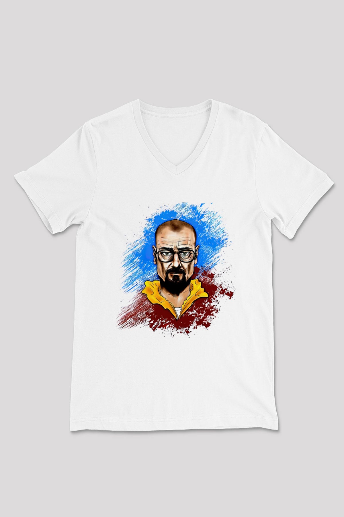 Breaking Bad Heisenberg Beyaz Unisex V Yaka Tişört
