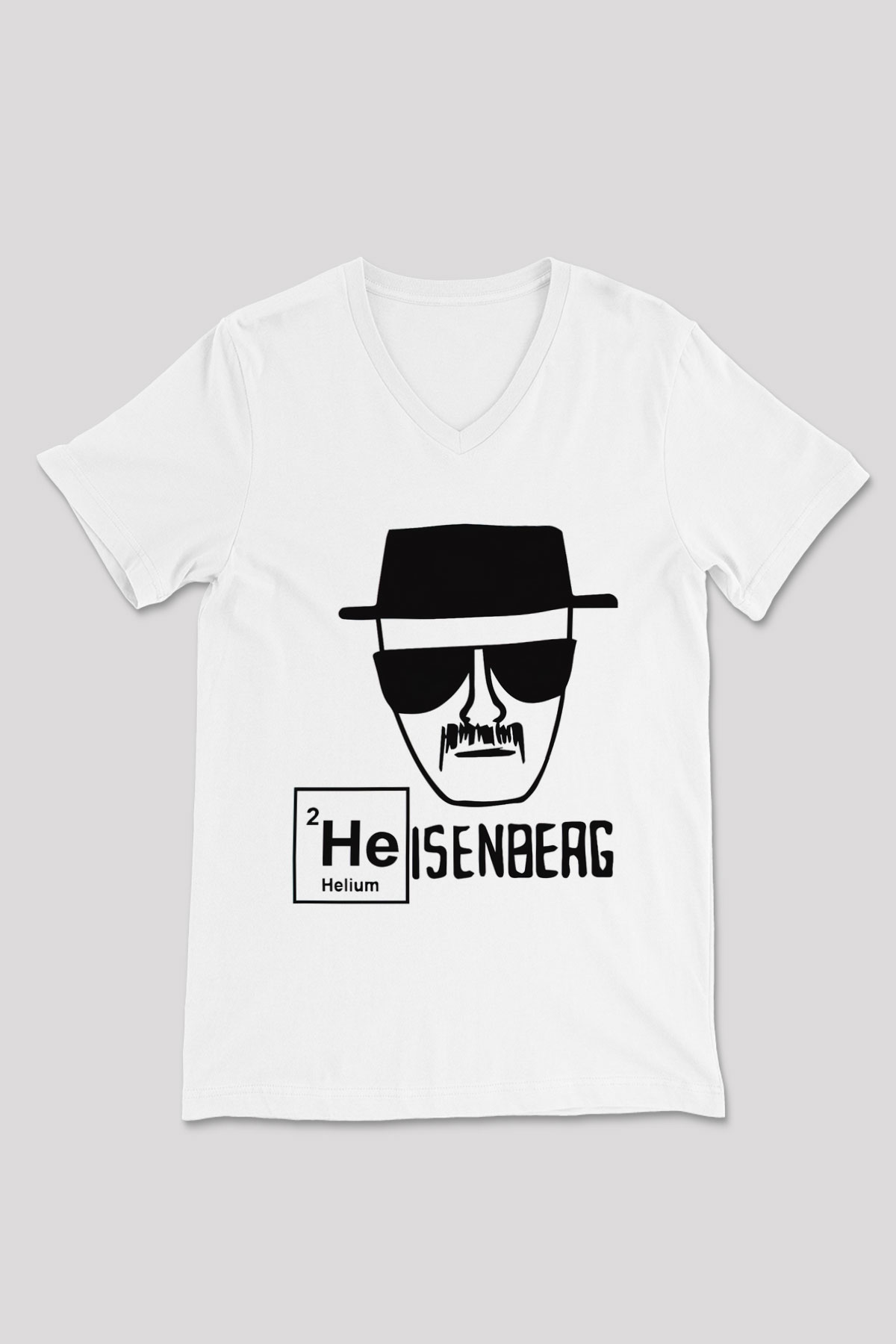 Breaking Bad Heisenberg Beyaz Unisex V Yaka Tişört T-Shirt