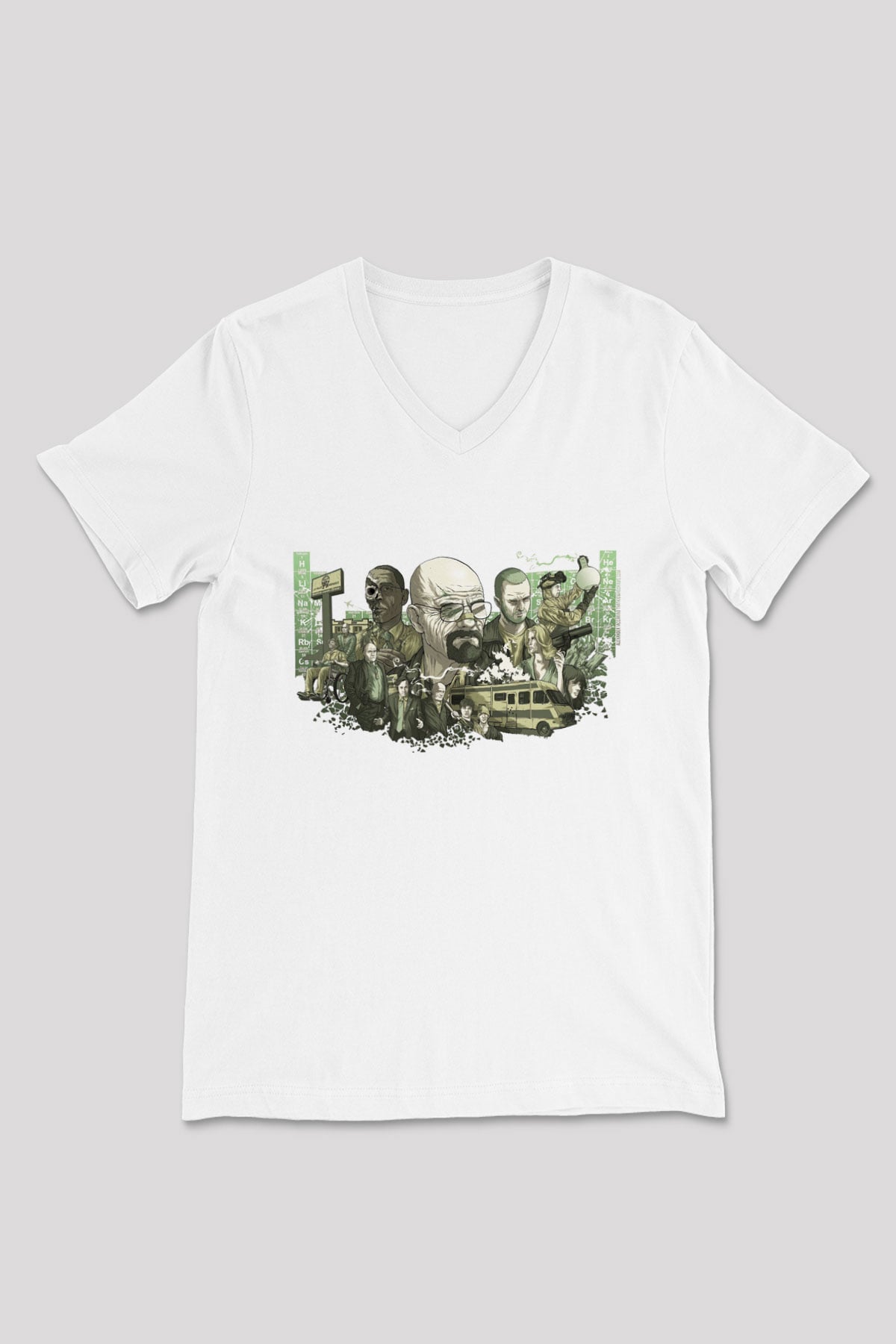 Breaking Bad Heisenberg Beyaz Unisex V Yaka Tişört