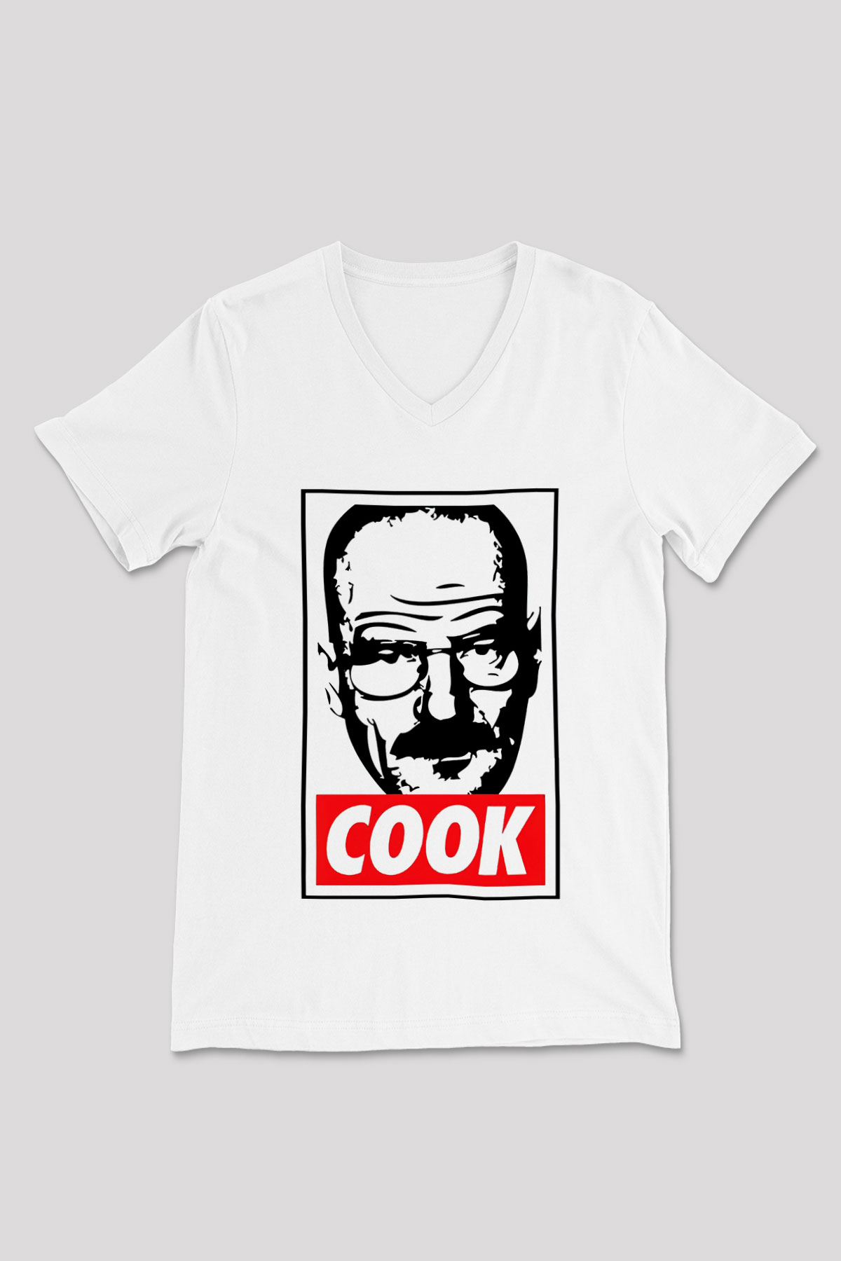 Breaking Bad Heisenberg Beyaz Unisex V Yaka Tişört T-Shirt