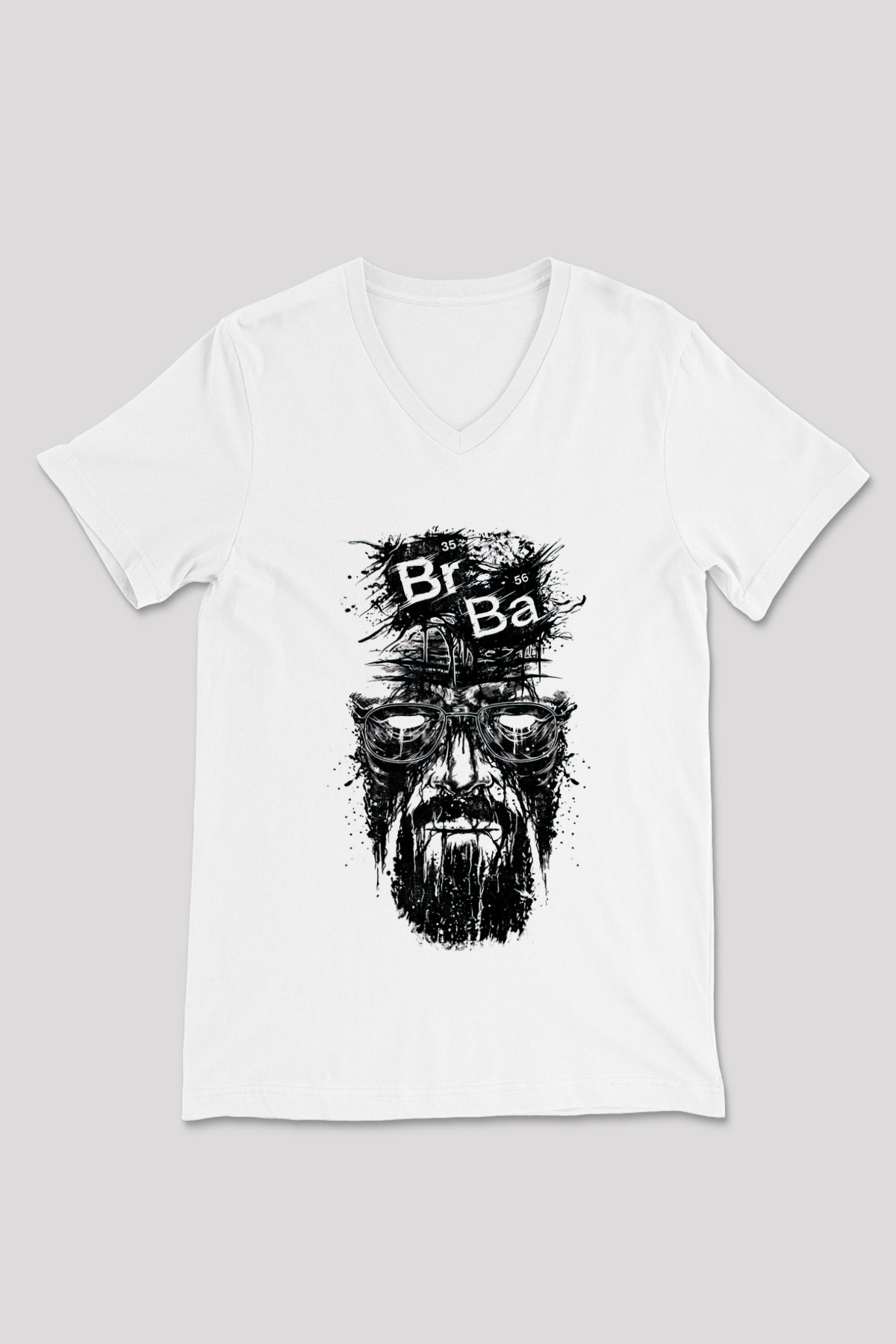 Breaking Bad Heisenberg Beyaz Unisex V Yaka Tişört T-Shirt