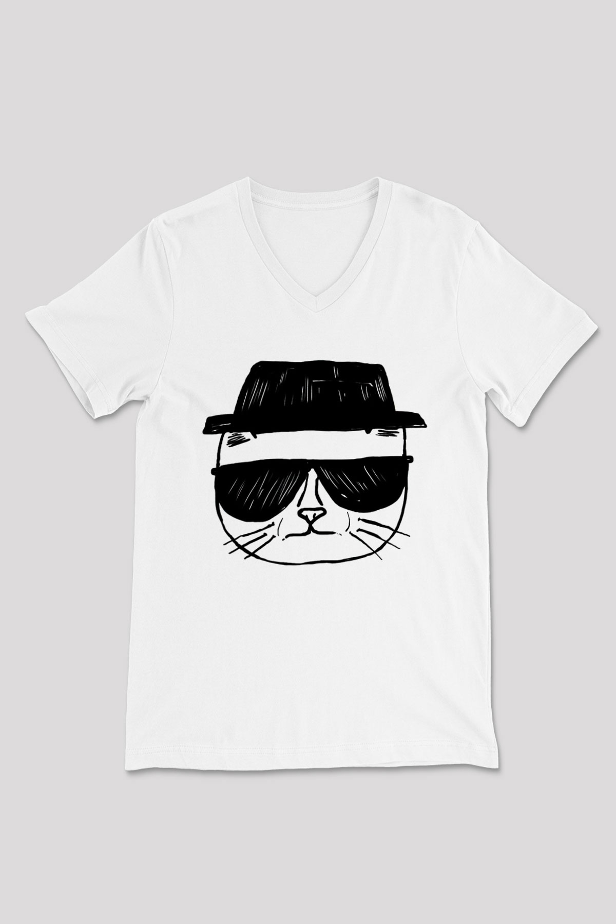 Breaking Bad Heisenberg Beyaz Unisex V Yaka Tişört T-Shirt