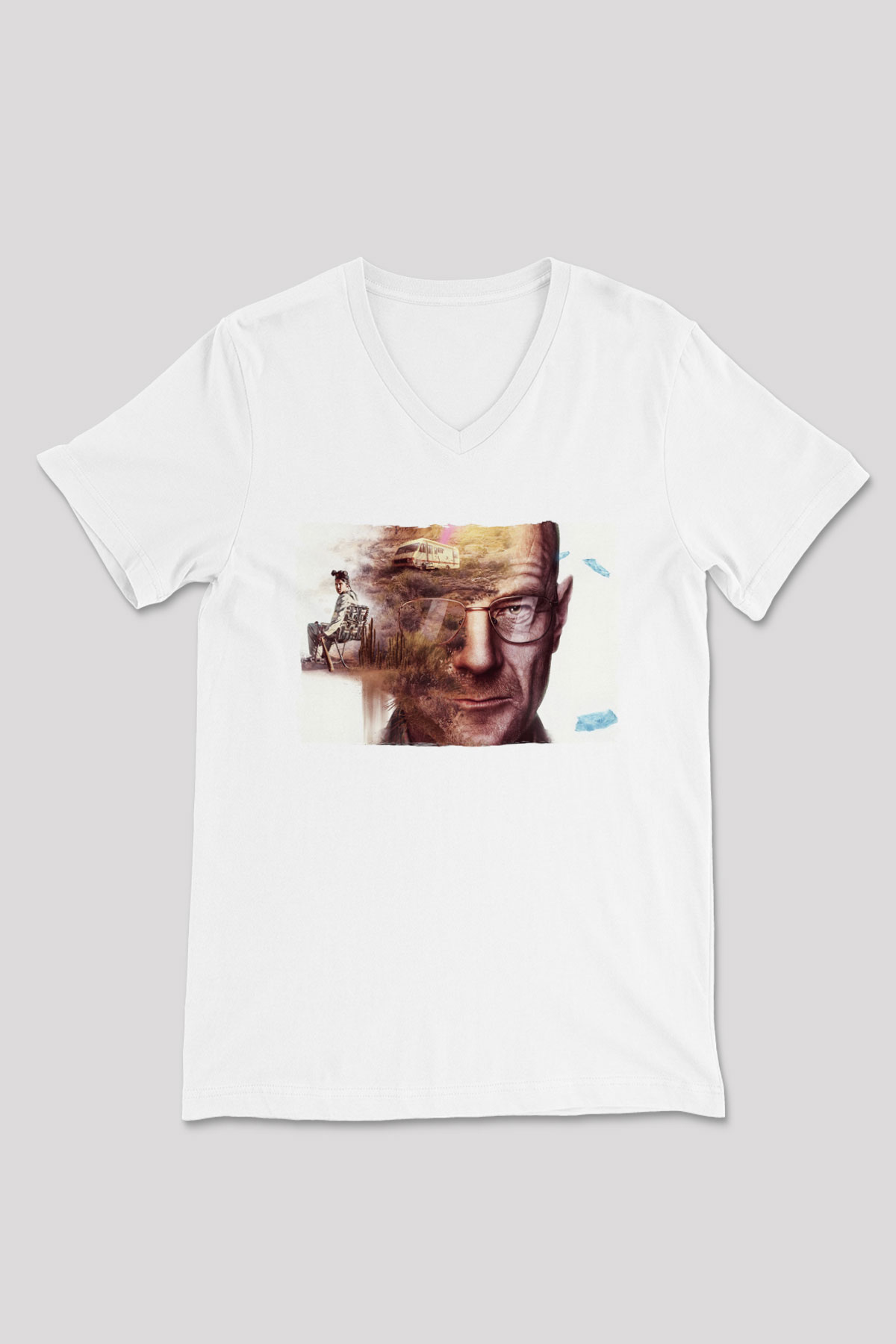 Breaking Bad Heisenberg Heisenberg Beyaz Unisex V Yaka Tişört