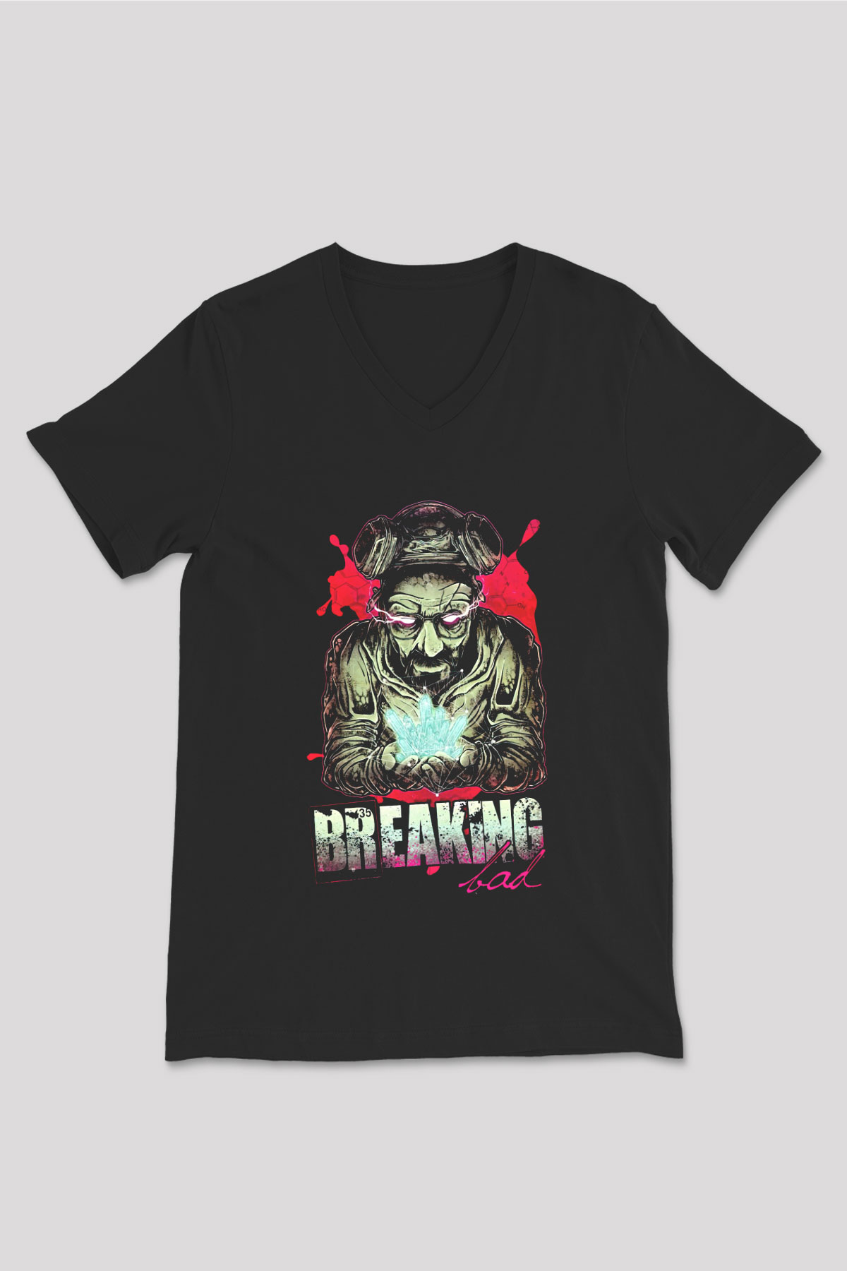 Breaking Bad Heisenberg Siyah Unisex V Yaka Tişört T-Shirt
