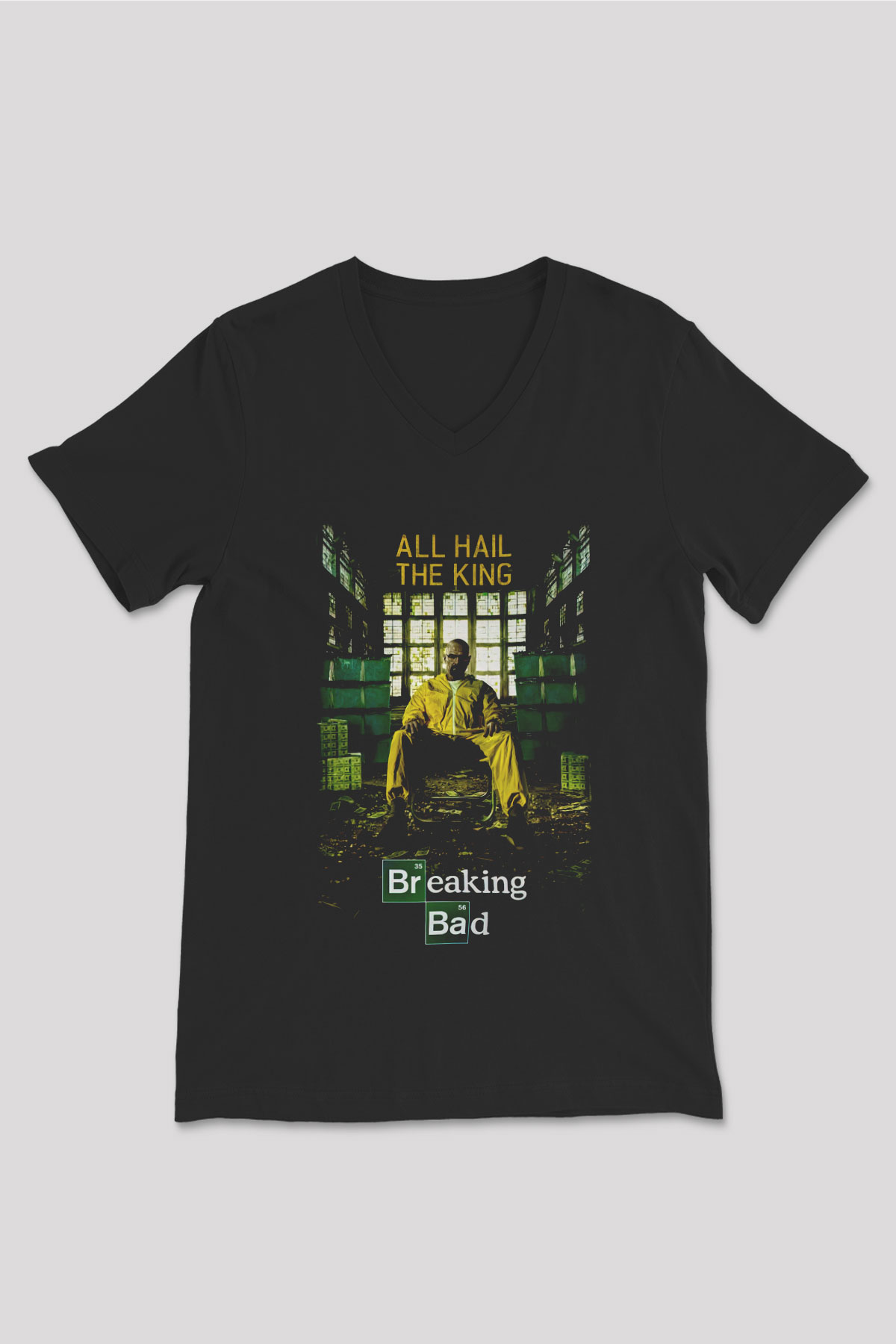 Breaking Bad Heisenberg Siyah Unisex V Yaka Tişört