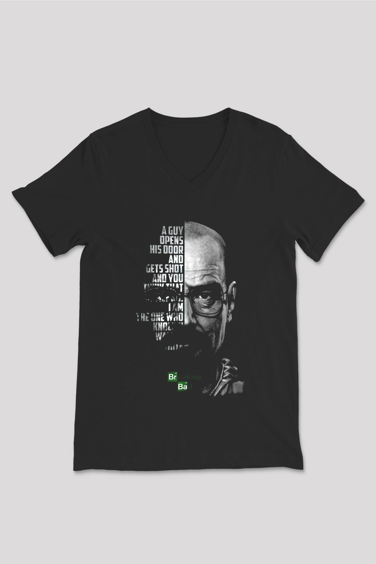 Breaking Bad Heisenberg Siyah Unisex V Yaka Tişört