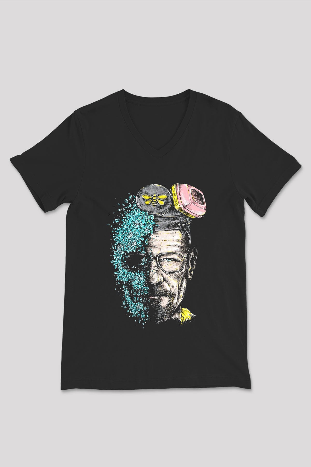 Breaking Bad Heisenberg Siyah Unisex V Yaka Tişört T-Shirt