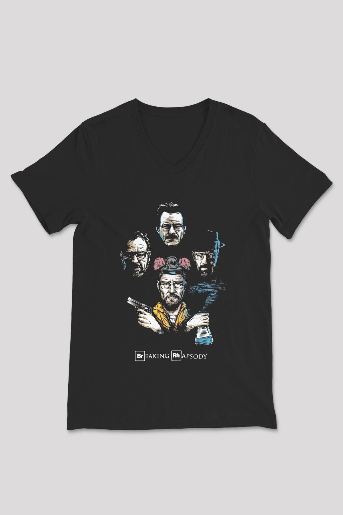 Breaking Bad Heisenberg Siyah Unisex V Yaka Tişört T-Shirt