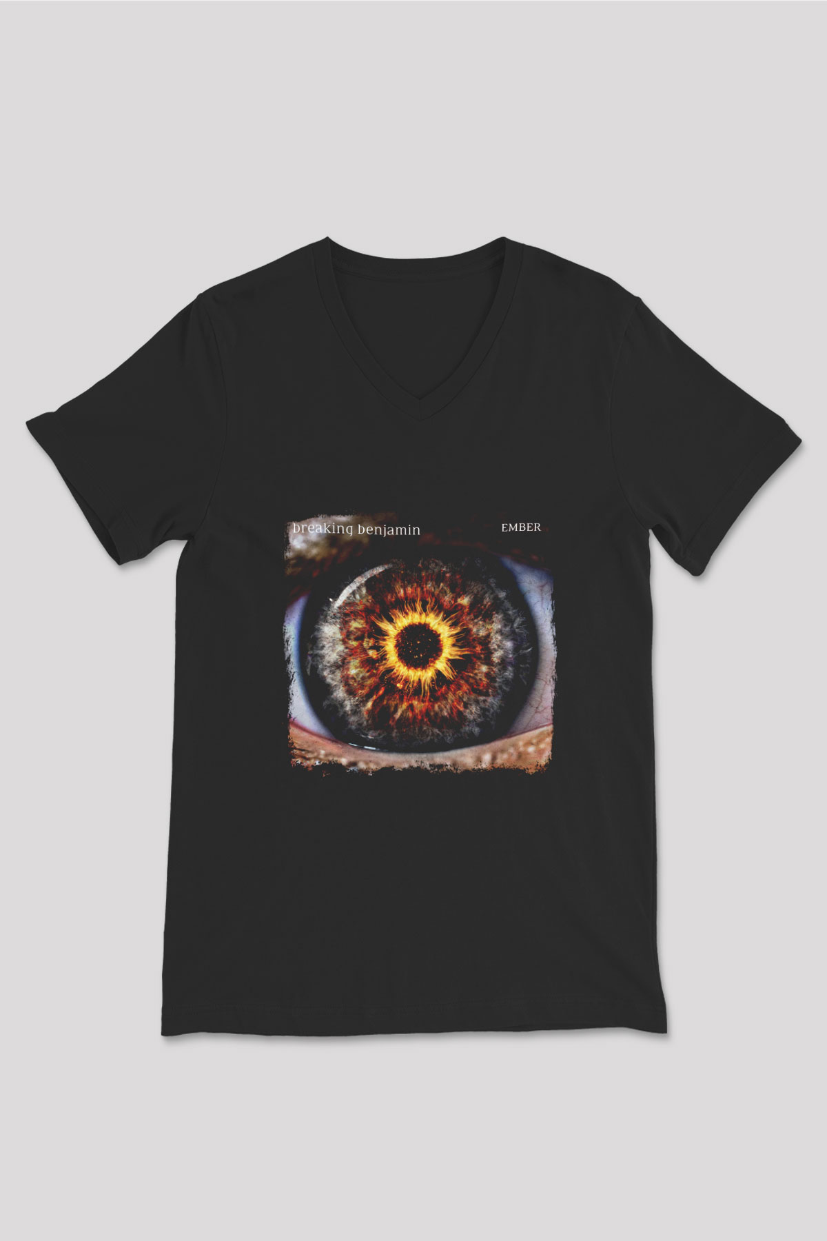 Breaking Benjamin Baskılı Unisex Siyah V Yaka Tişört
