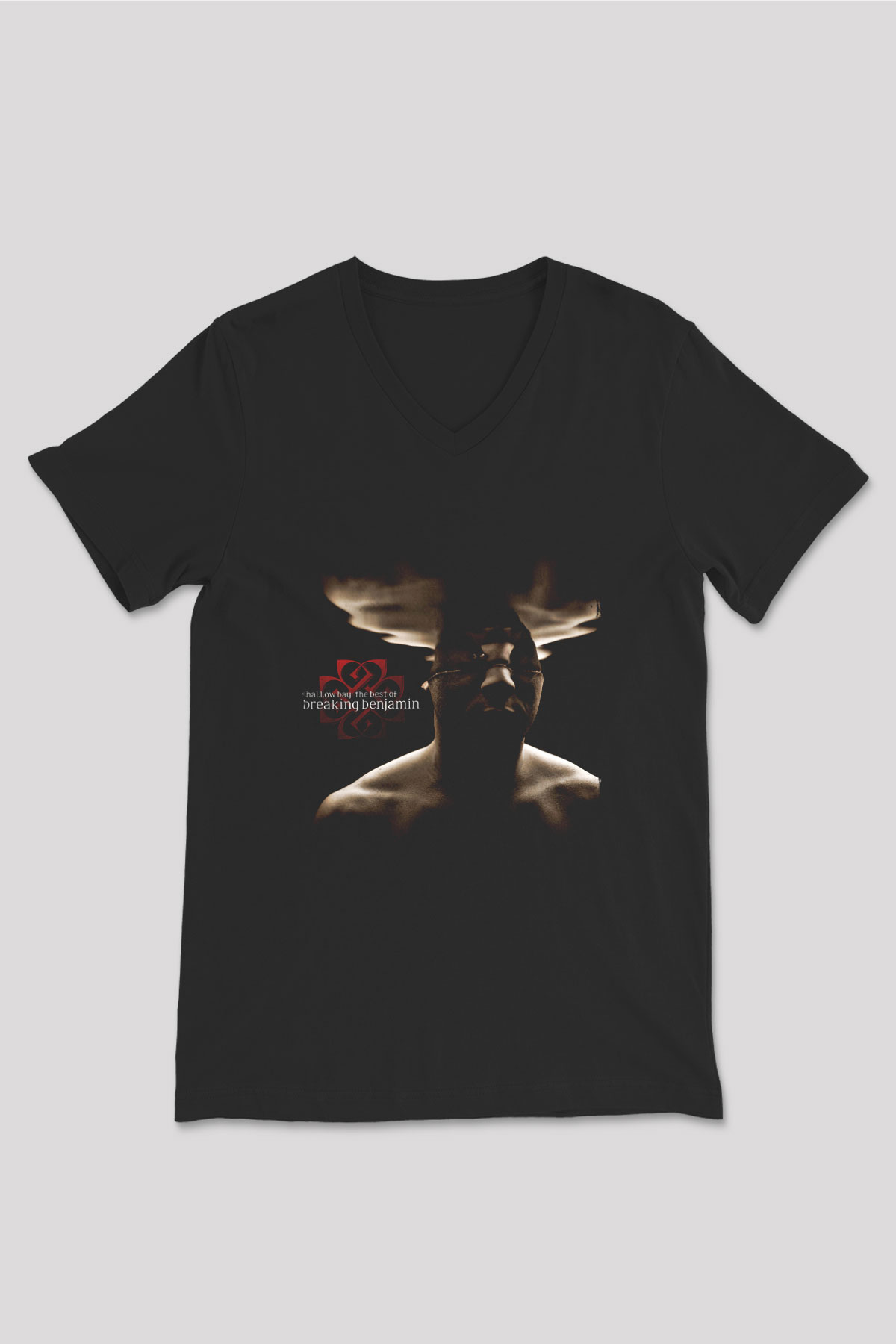 Breaking Benjamin Baskılı Unisex Siyah V Yaka Tişört