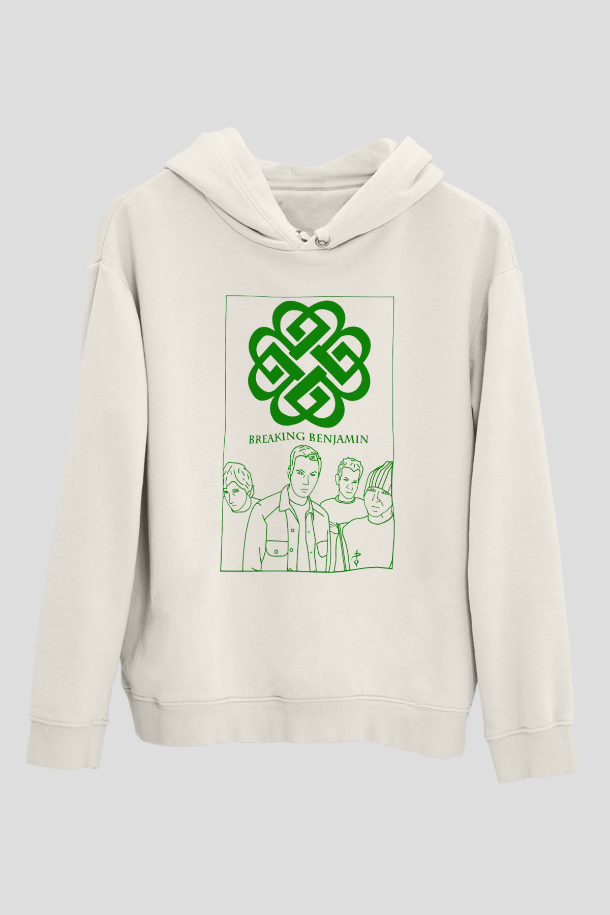 Breaking Benjamin Beyaz Unisex Kapşonlu Sweatshirt