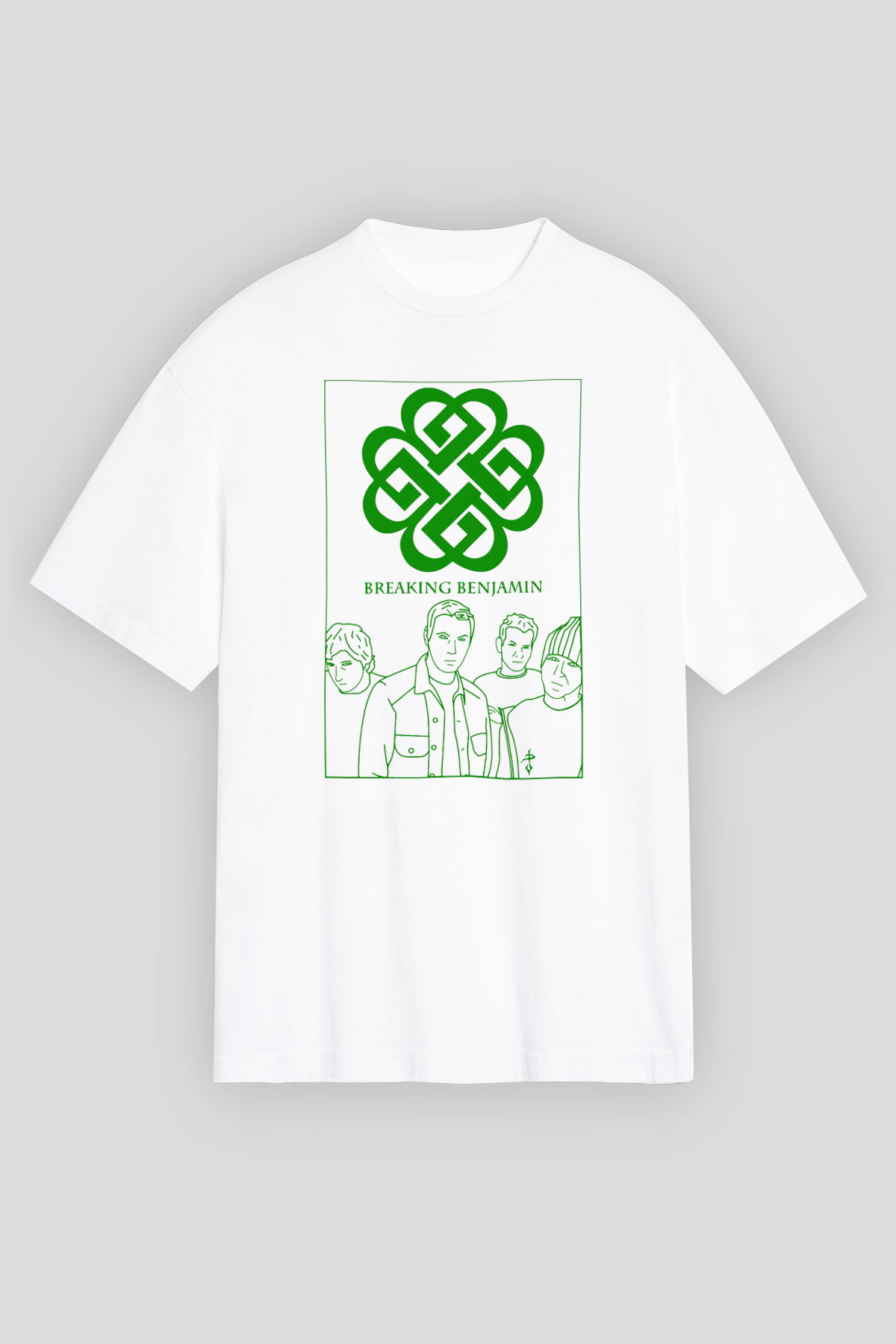 Breaking Benjamin Beyaz Unisex Oversize Tişört T-Shirt