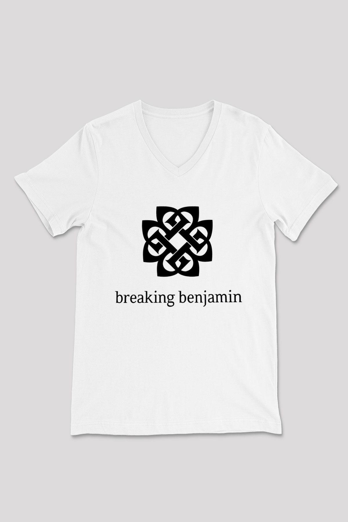 Breaking Benjamin Beyaz Unisex V Yaka Tişört T-Shirt
