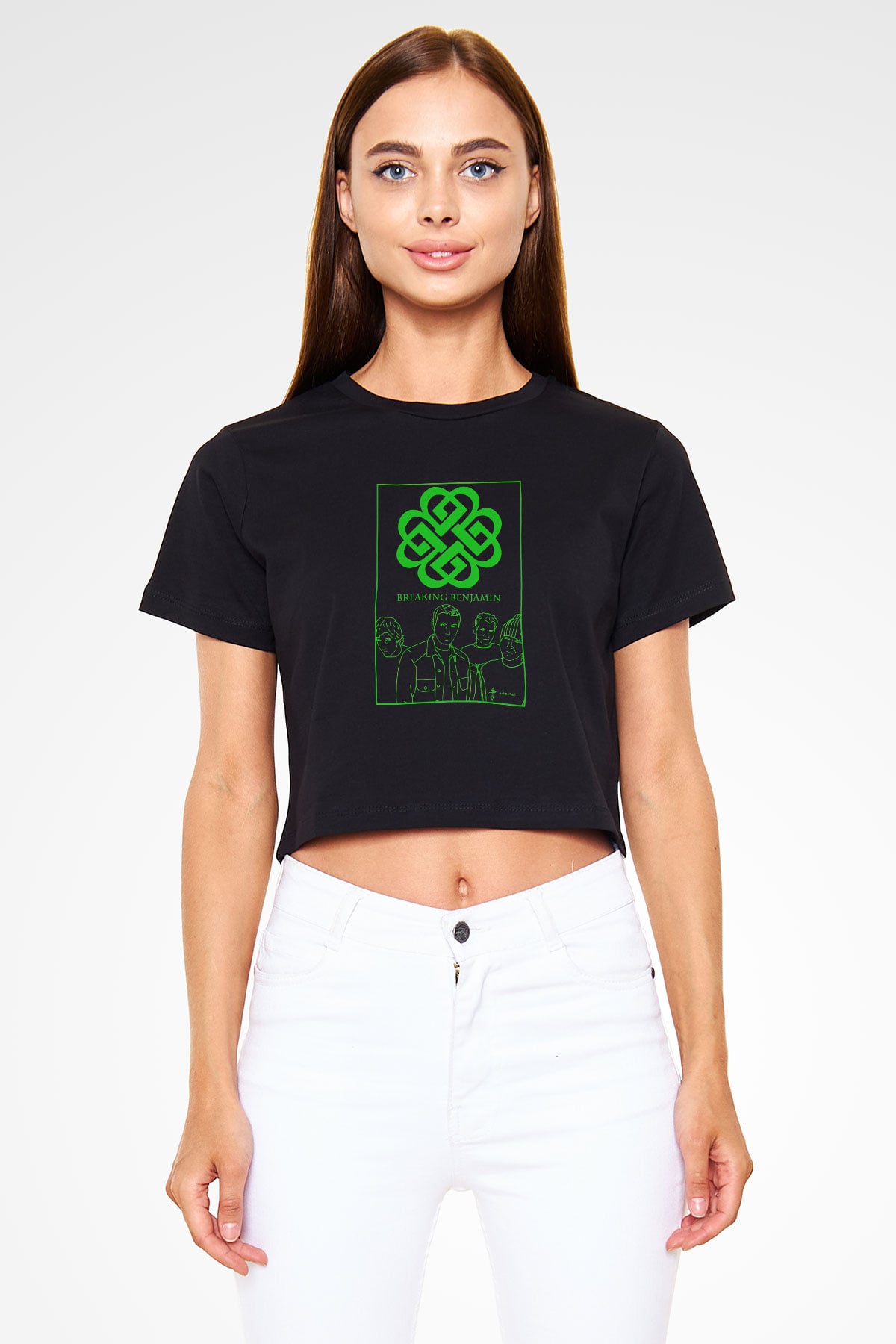 Breaking Benjamin Siyah Crop Top Tişört