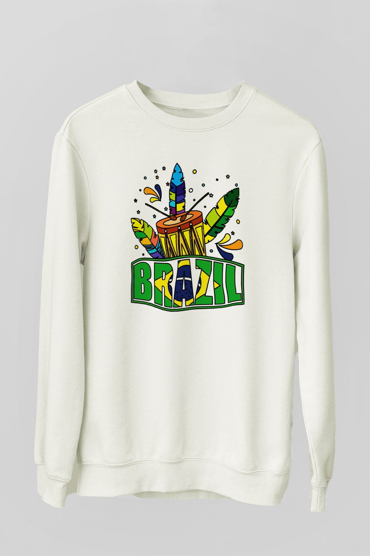 Brezilya Beyaz Unisex Sweatshirt