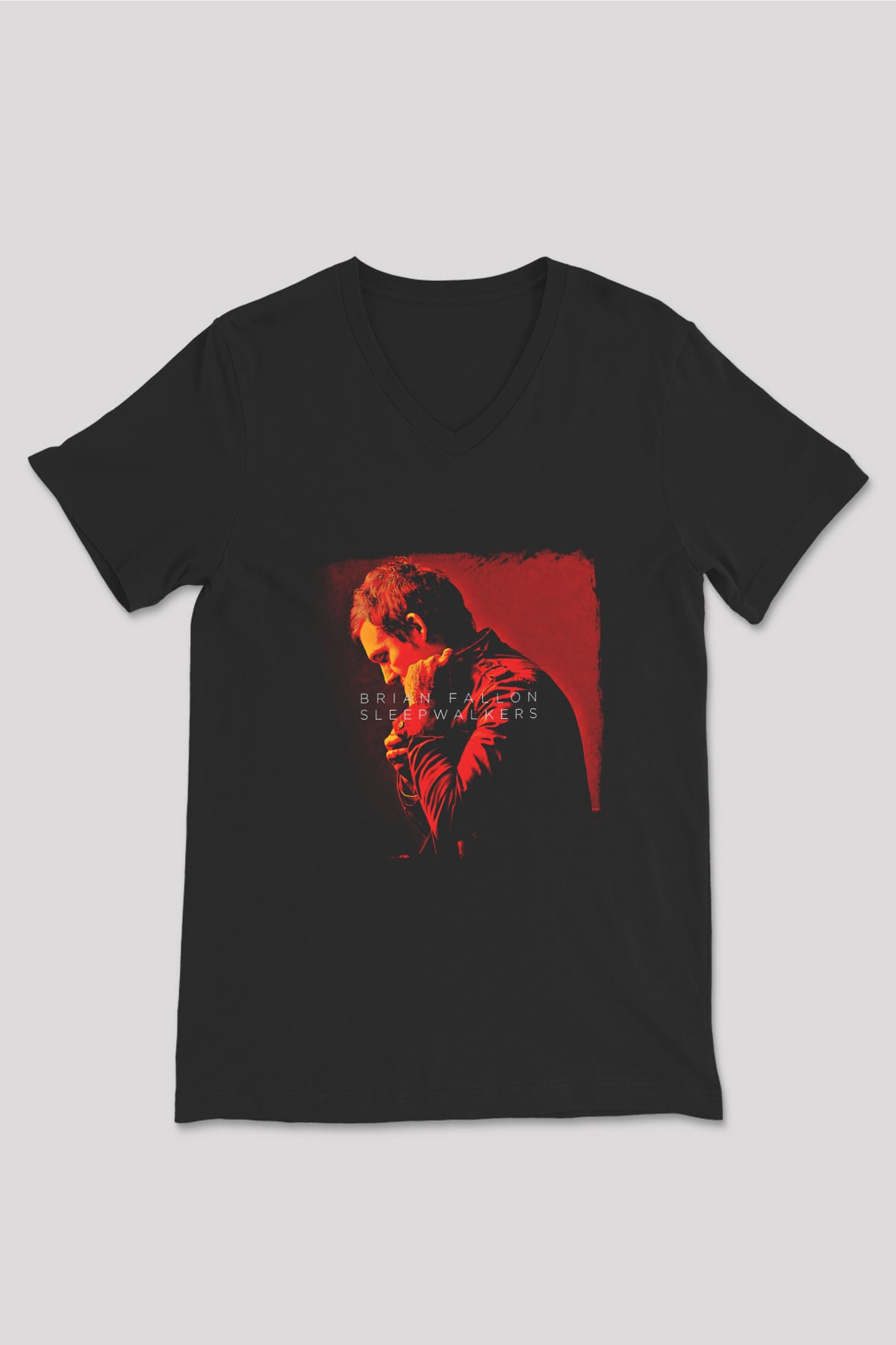 Brian Fallon Baskılı Unisex Siyah V Yaka Tişört