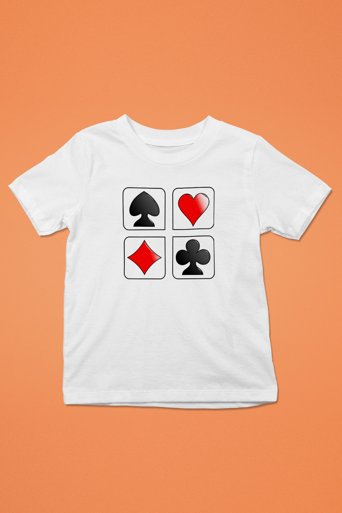 Briç Baskılı Unisex Beyaz Çocuk Tişört - Tshirt