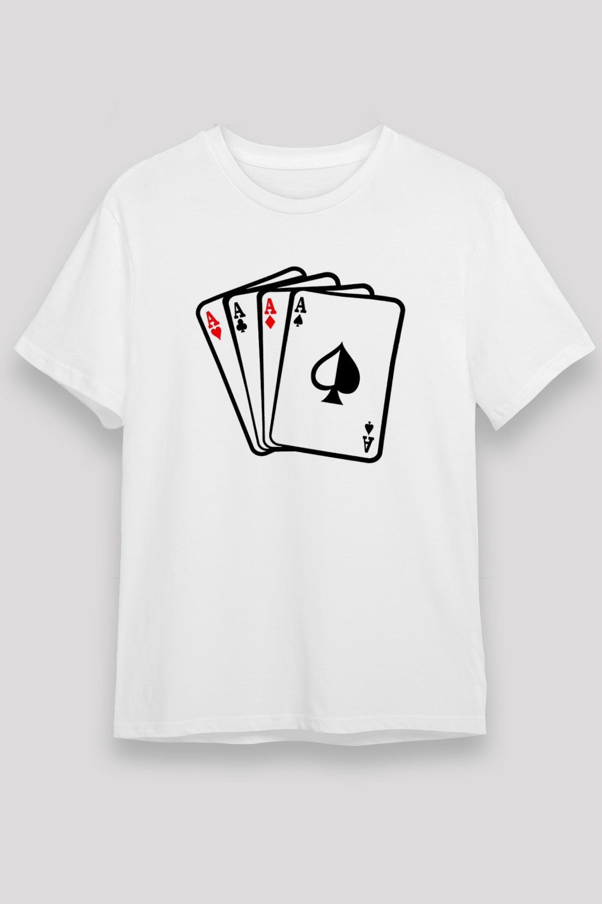 Briç Baskılı Unisex Beyaz Tişört - Tshirt
