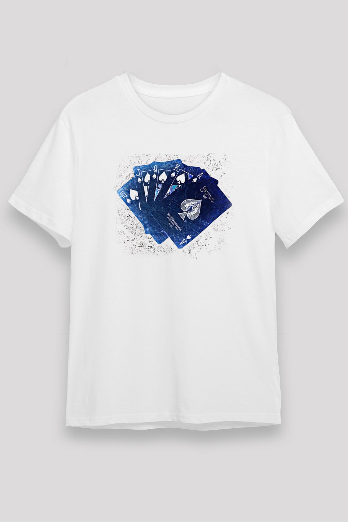 Briç Baskılı Unisex Beyaz Tişört - Tshirt