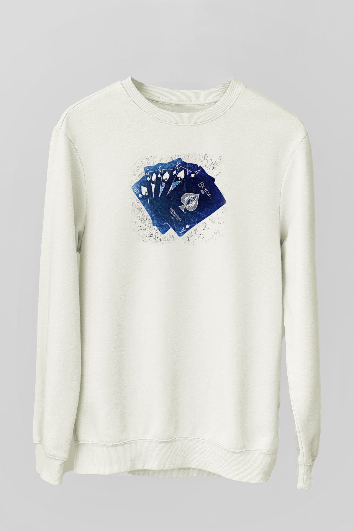 Briç Baskılı Unisex Ekru Sweatshirt