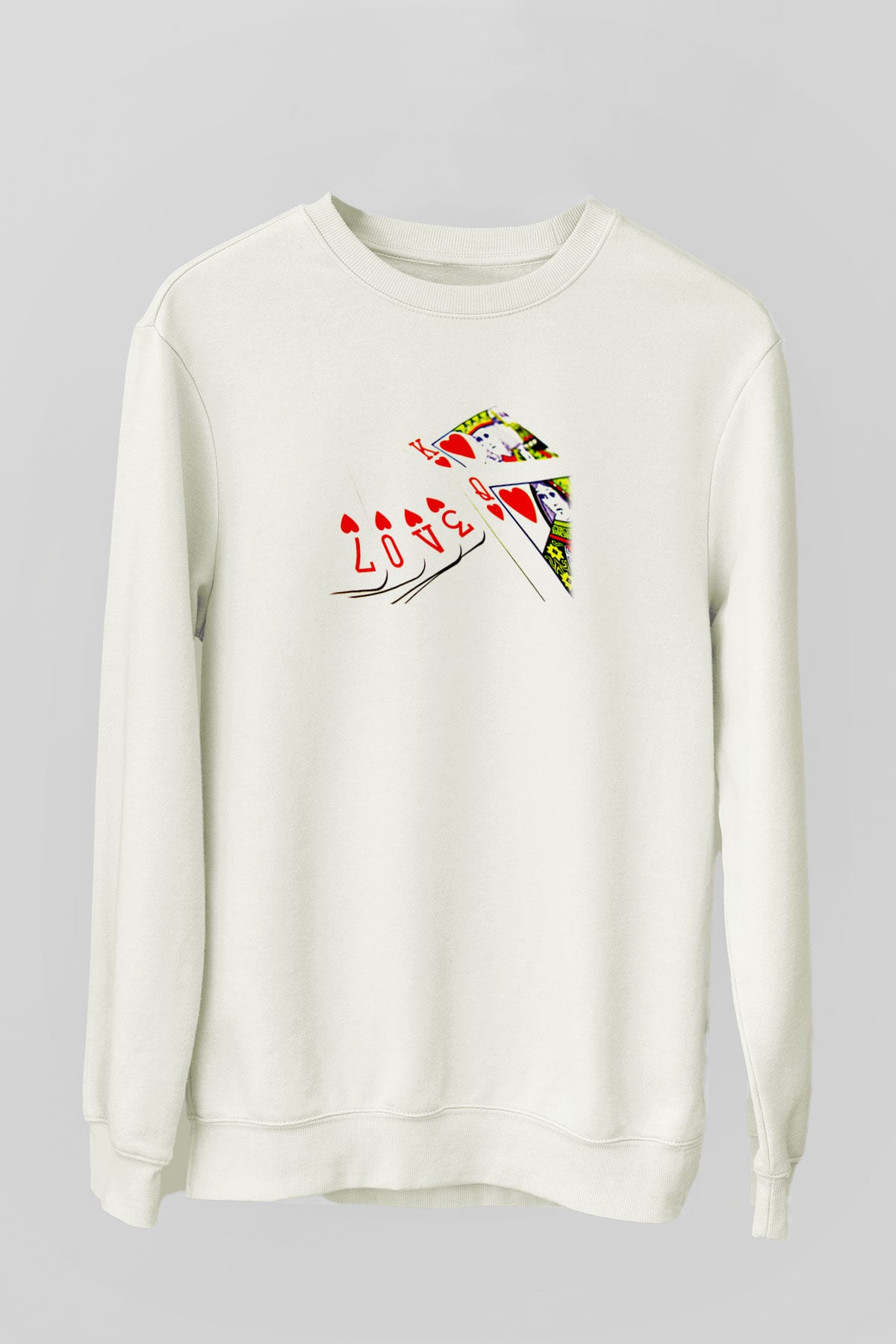 Briç Baskılı Unisex Ekru Sweatshirt