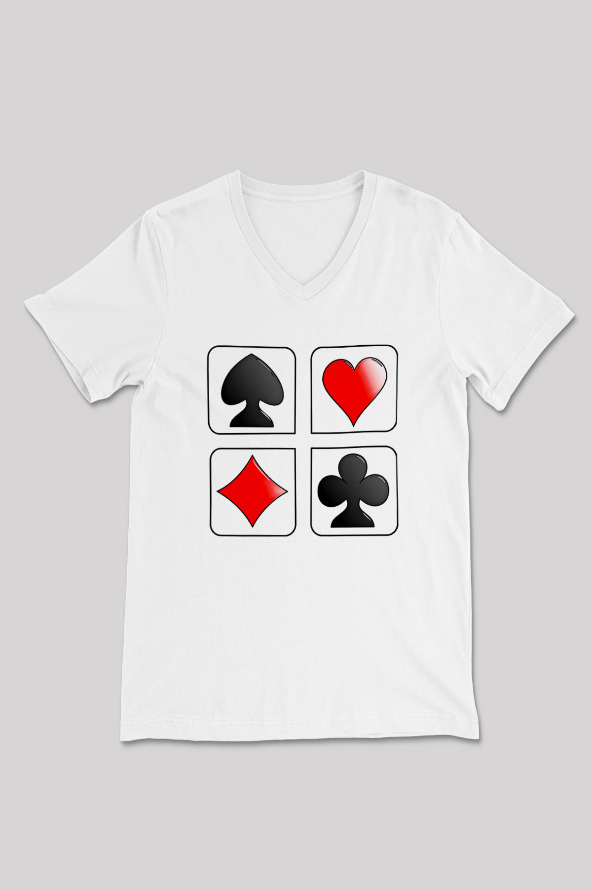Briç Baskılı Unisex V Yaka Tişört - Tshirt