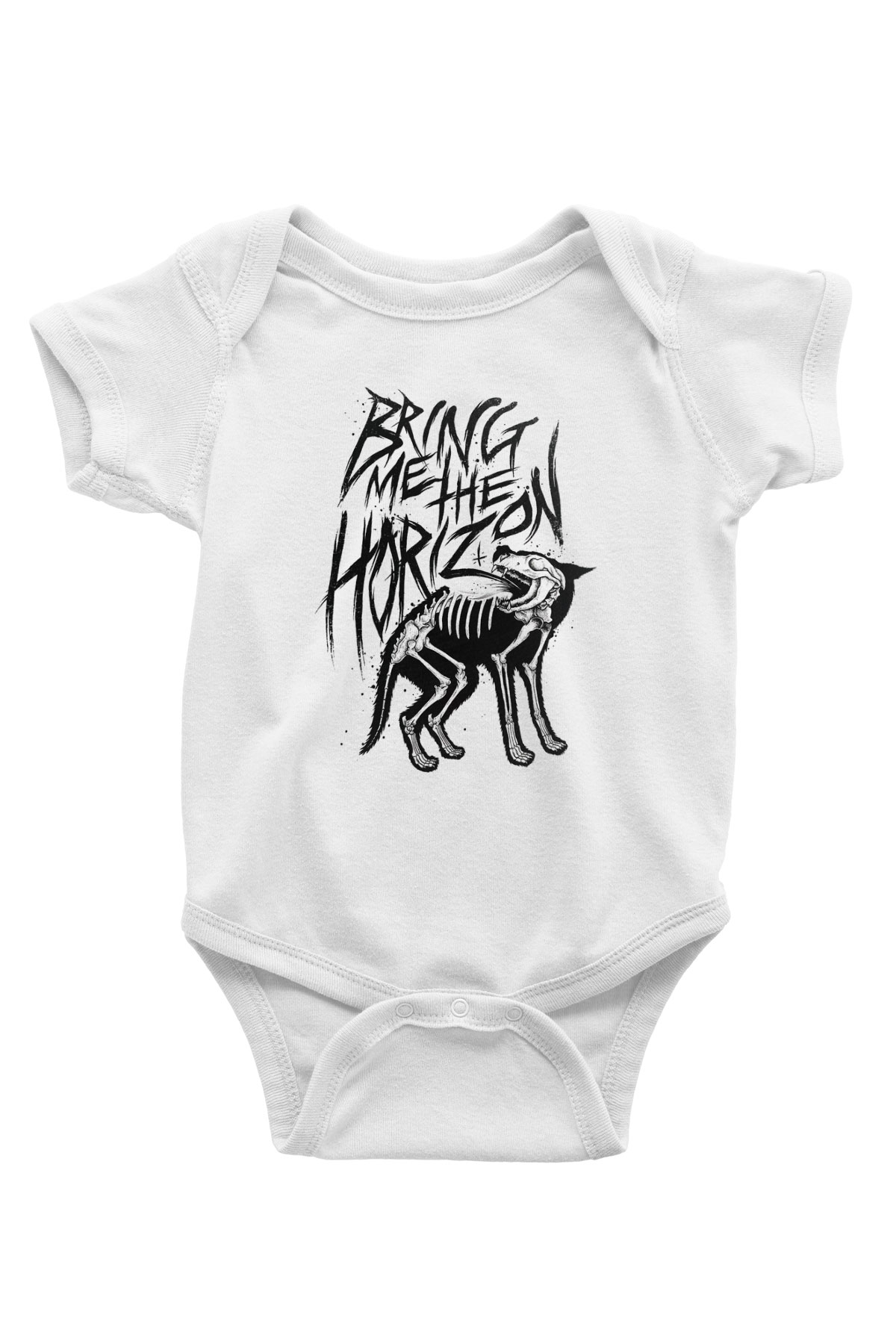 Bring Me the Horizon Baskılı Beyaz Unisex Bebek Body - Zıbın