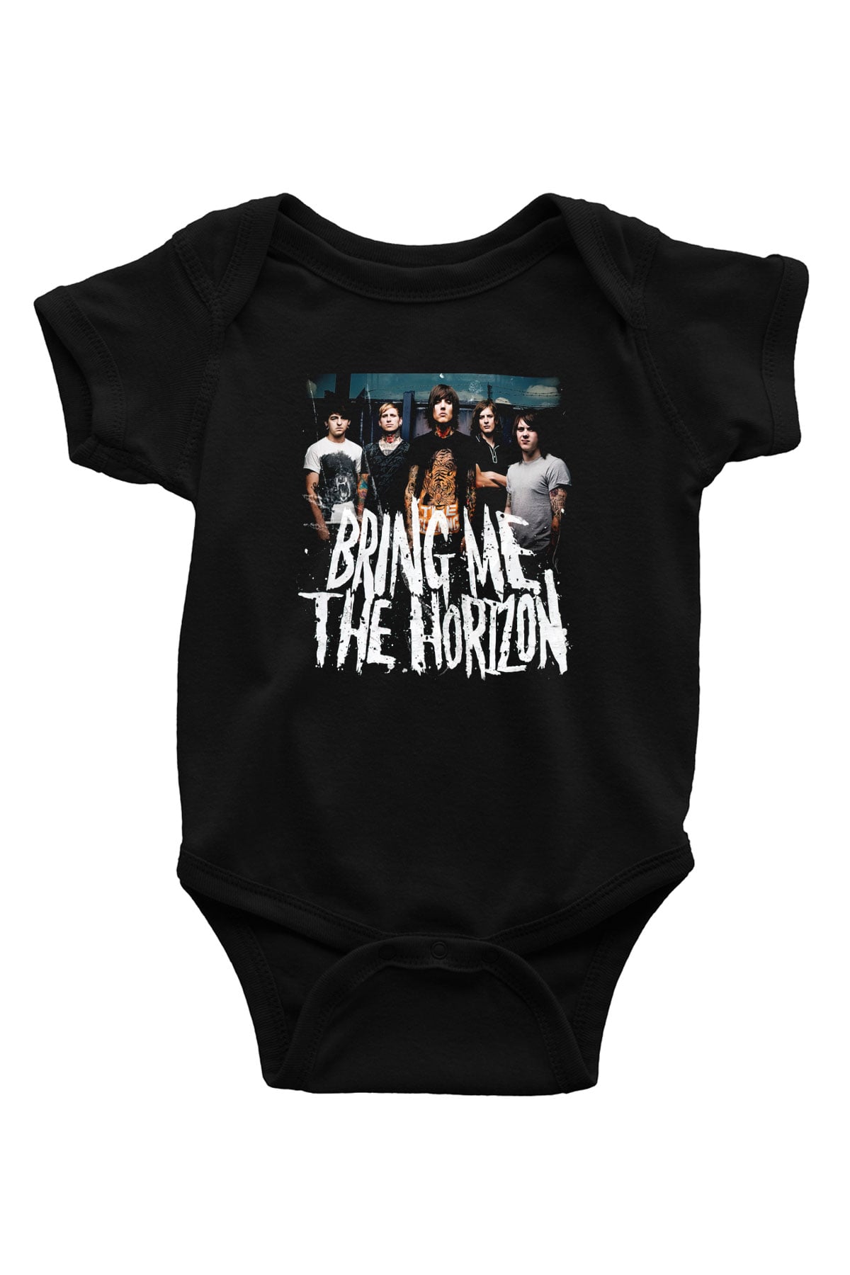 Bring Me the Horizon Baskılı Siyah Bebek Body - Zıbın