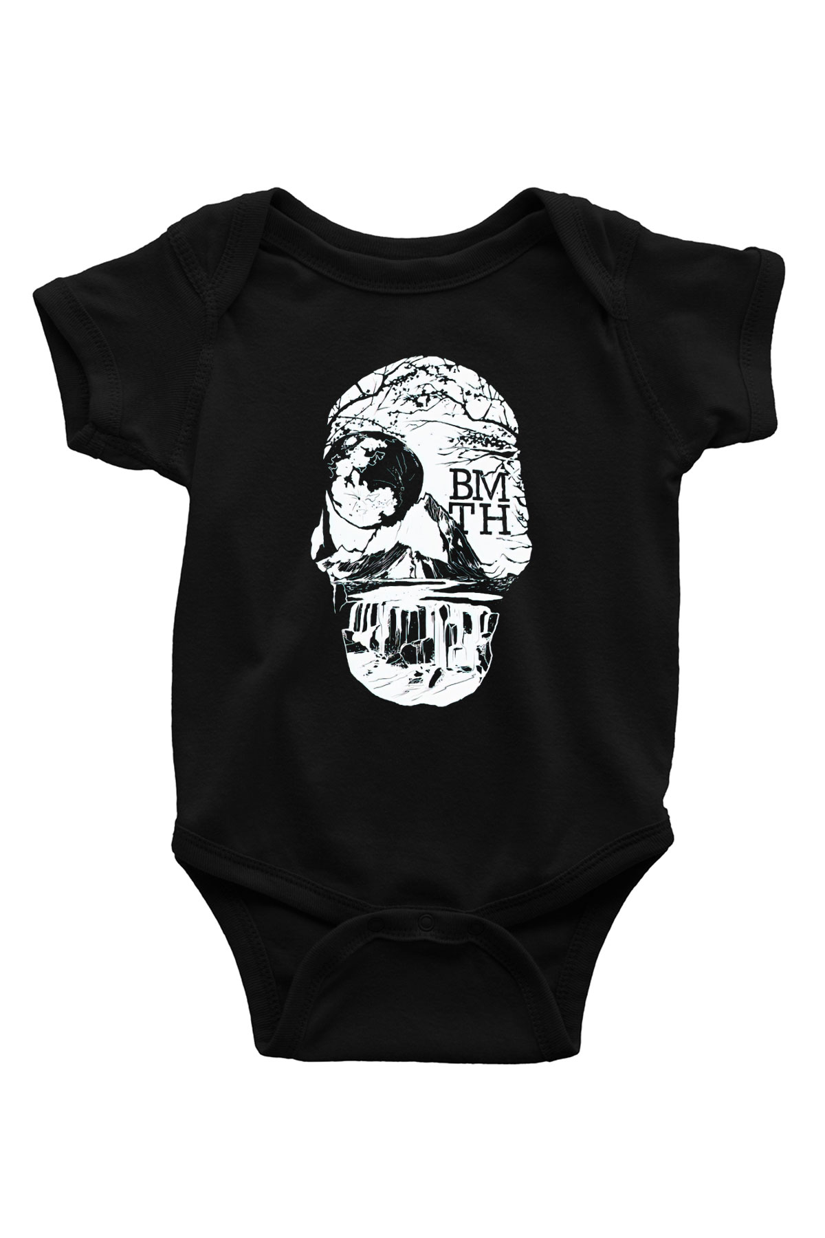 Bring Me the Horizon Baskılı Siyah Bebek Body - Zıbın