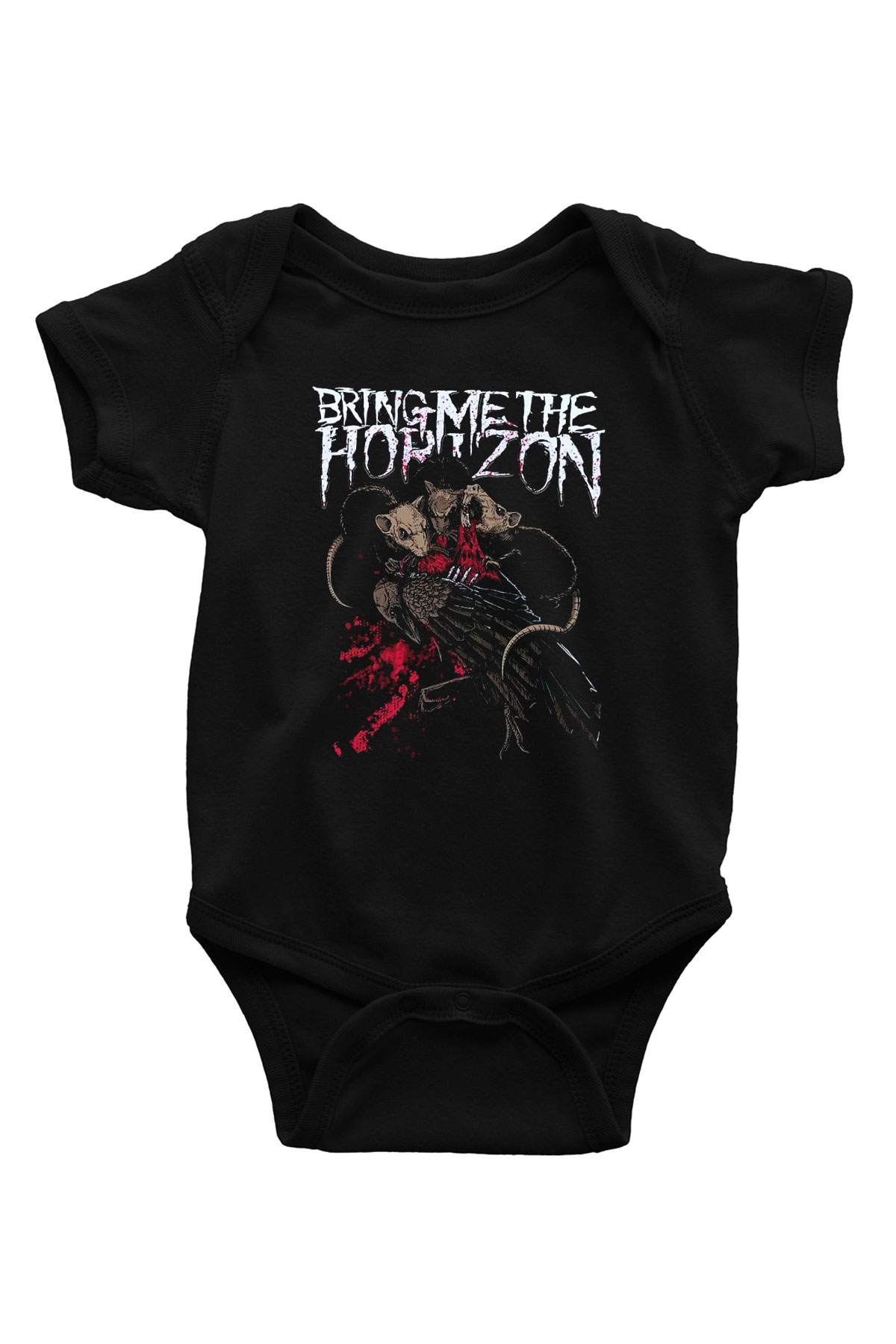 Bring Me the Horizon Baskılı Siyah Bebek Body - Zıbın