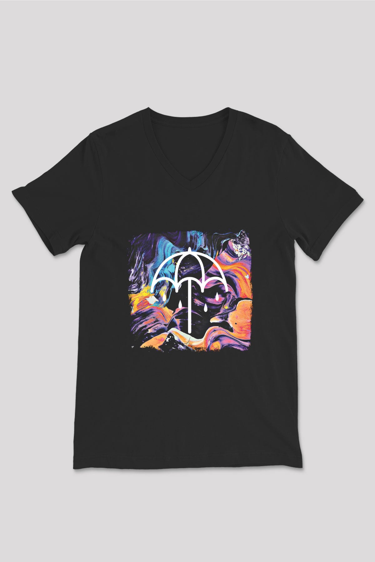 Bring Me the Horizon Baskılı Unisex Siyah V Yaka Tişört