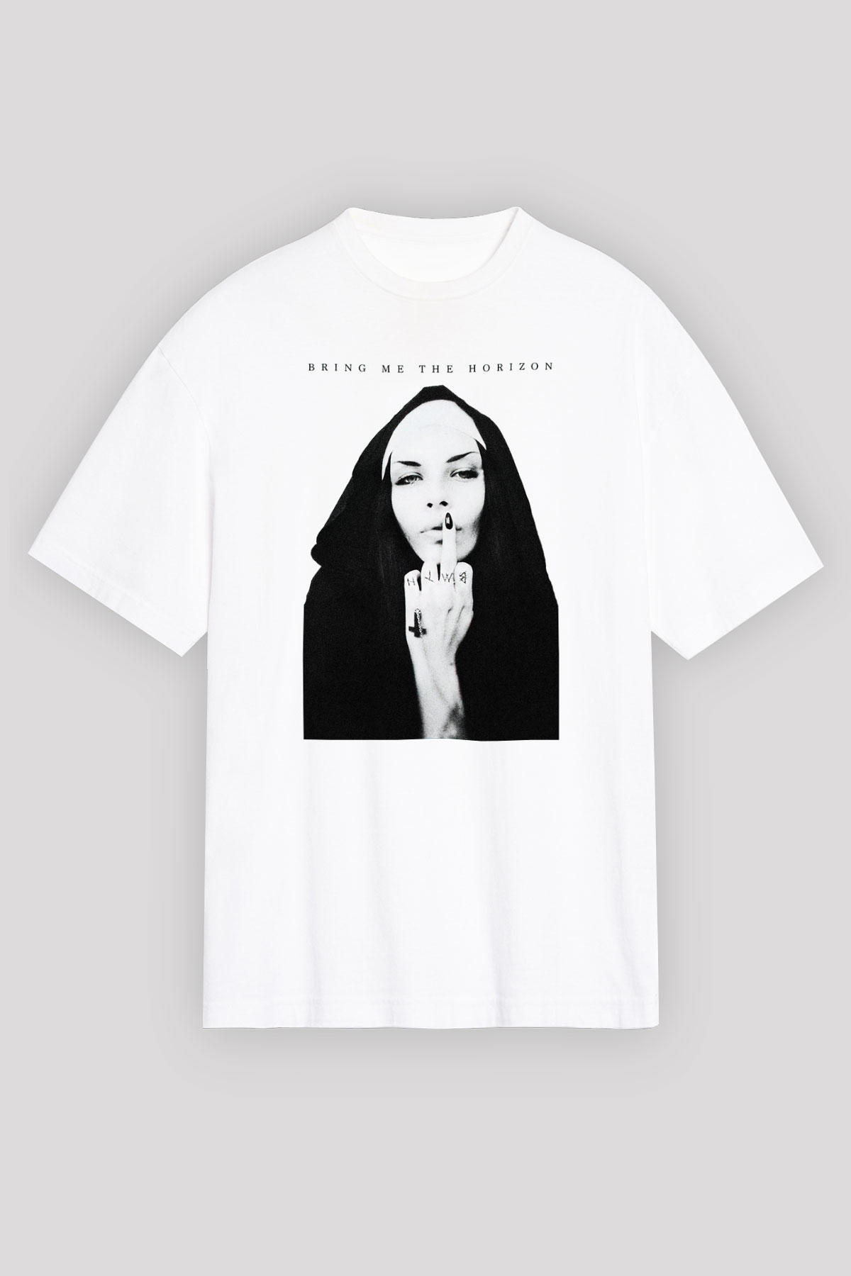 Bring Me the Horizon Beyaz Unisex Oversize Tişört T-Shirt