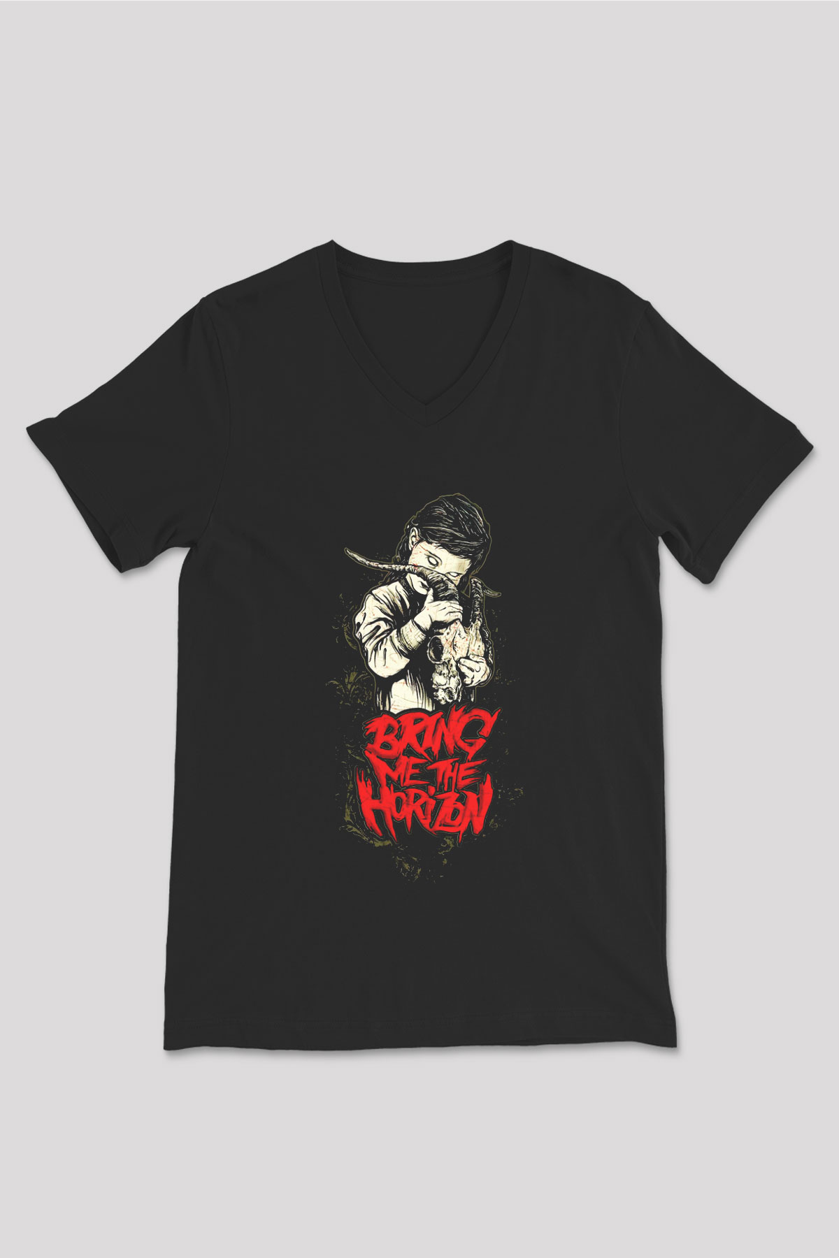 Bring Me the Horizon Siyah Unisex V Yaka Tişört T-Shirt