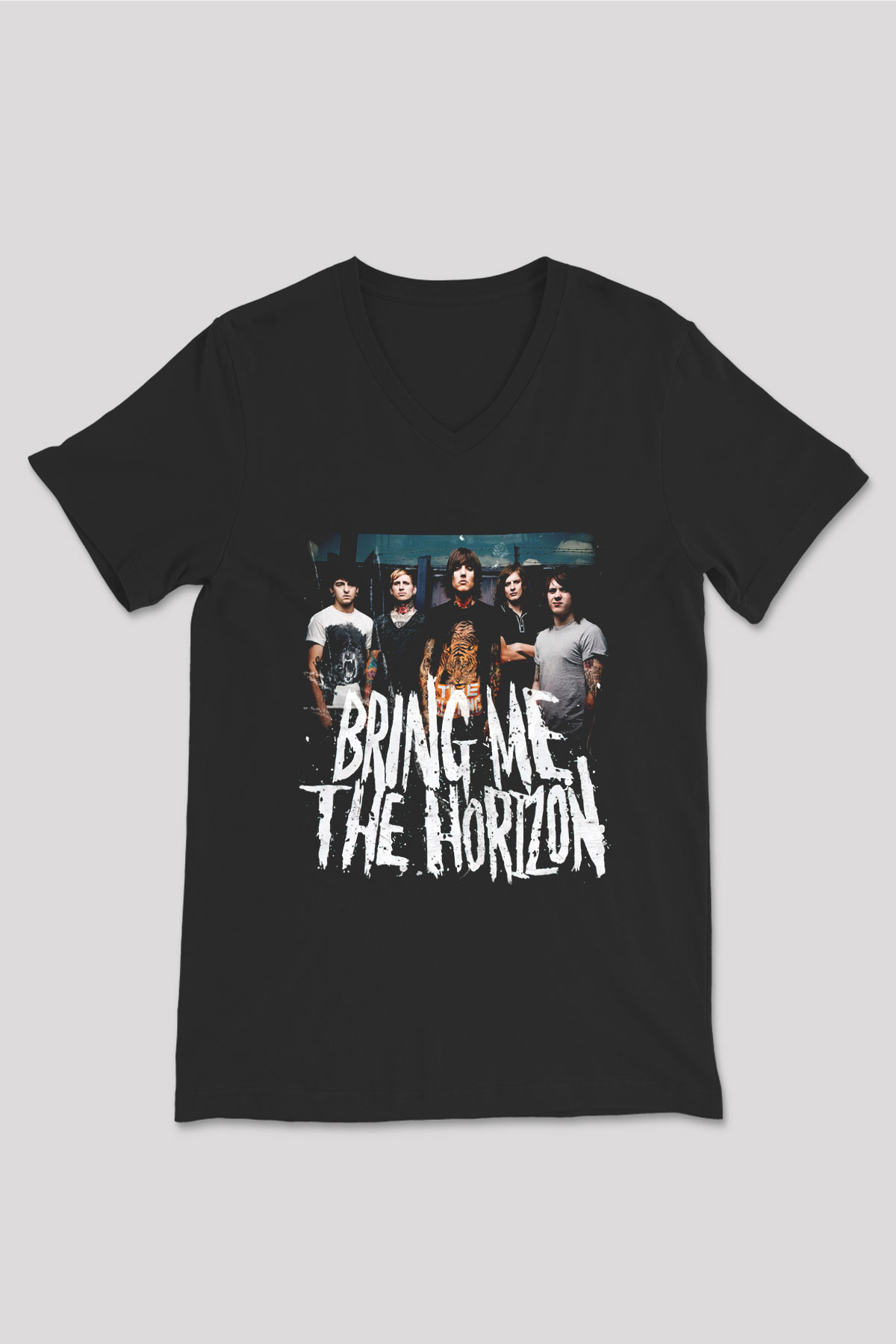 Bring Me the Horizon Siyah Unisex V Yaka Tişört T-Shirt