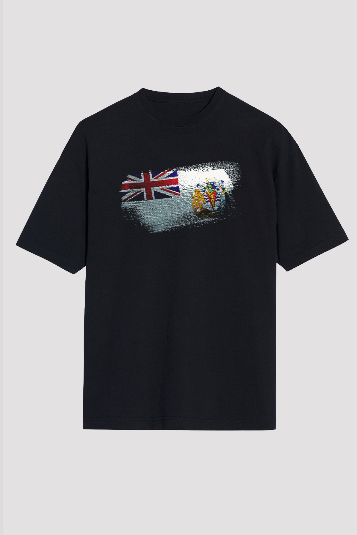 Britanya Antarktika Toprakları - British Antarctic Territory Bayrağı Baskılı Unisex Siyah Oversize Tişört