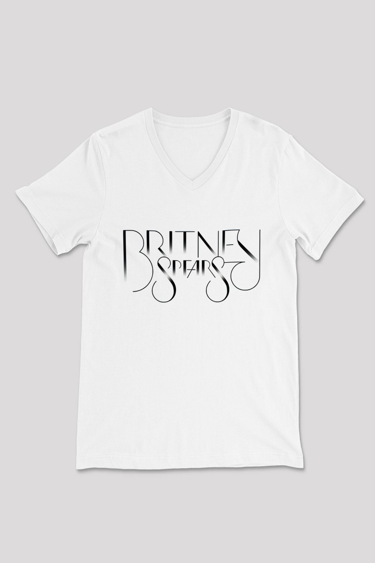 Britney Spears Beyaz Unisex V Yaka Tişört T-Shirt