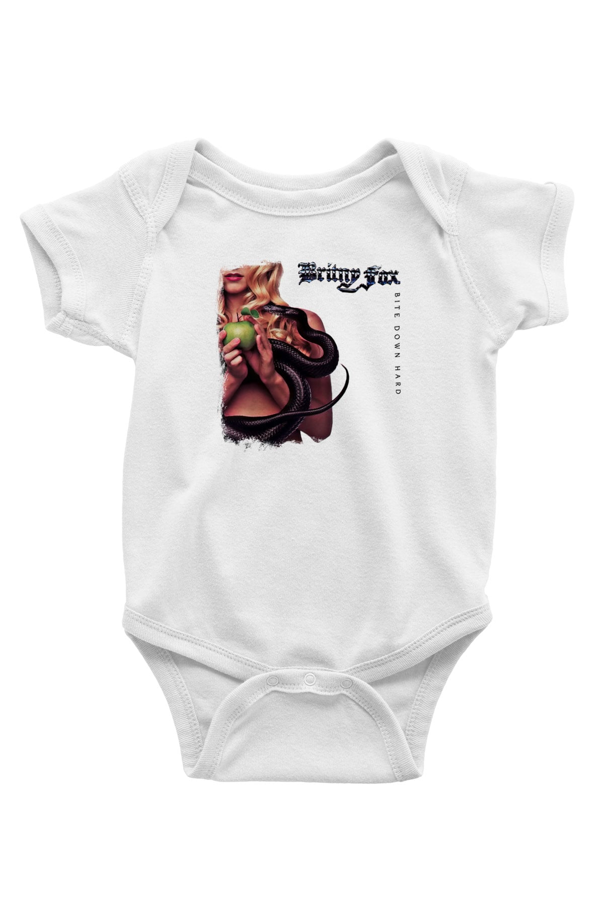 Britny Fox Baskılı Unisex Beyaz Bebek Body - Zıbın